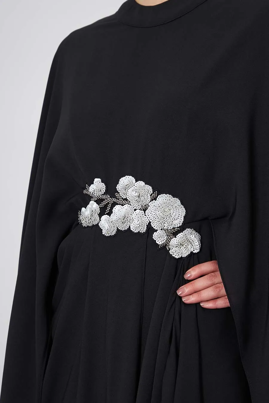 Robe drapée florale Mystic Bloom Noir