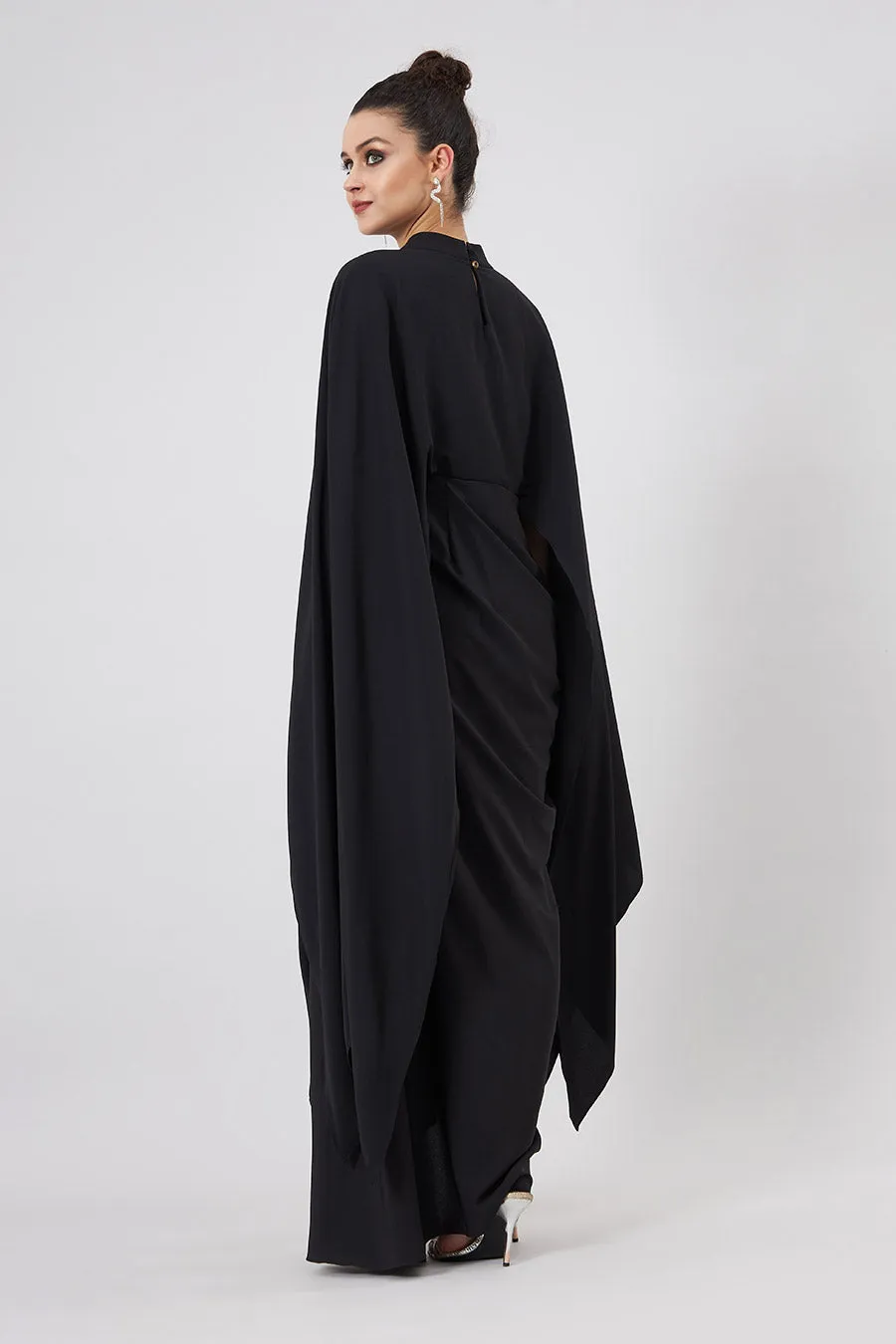Robe drapée florale Mystic Bloom Noir