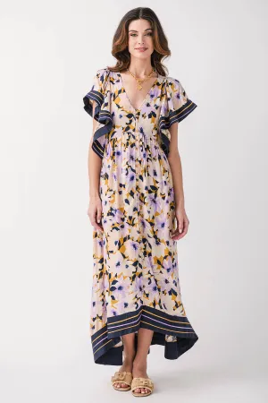 Robe longue florale Vivienne vert olive
