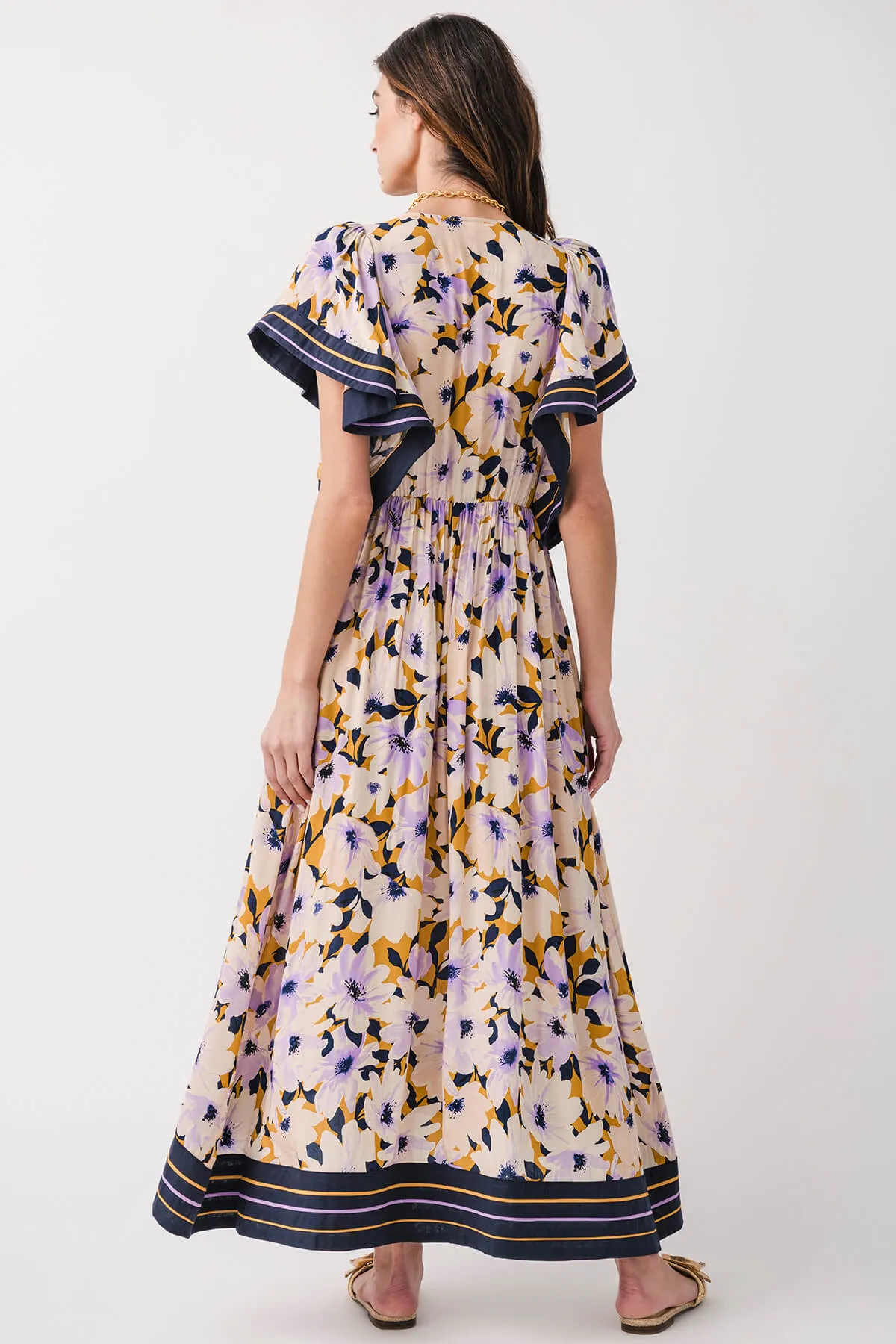 Robe longue florale Vivienne vert olive