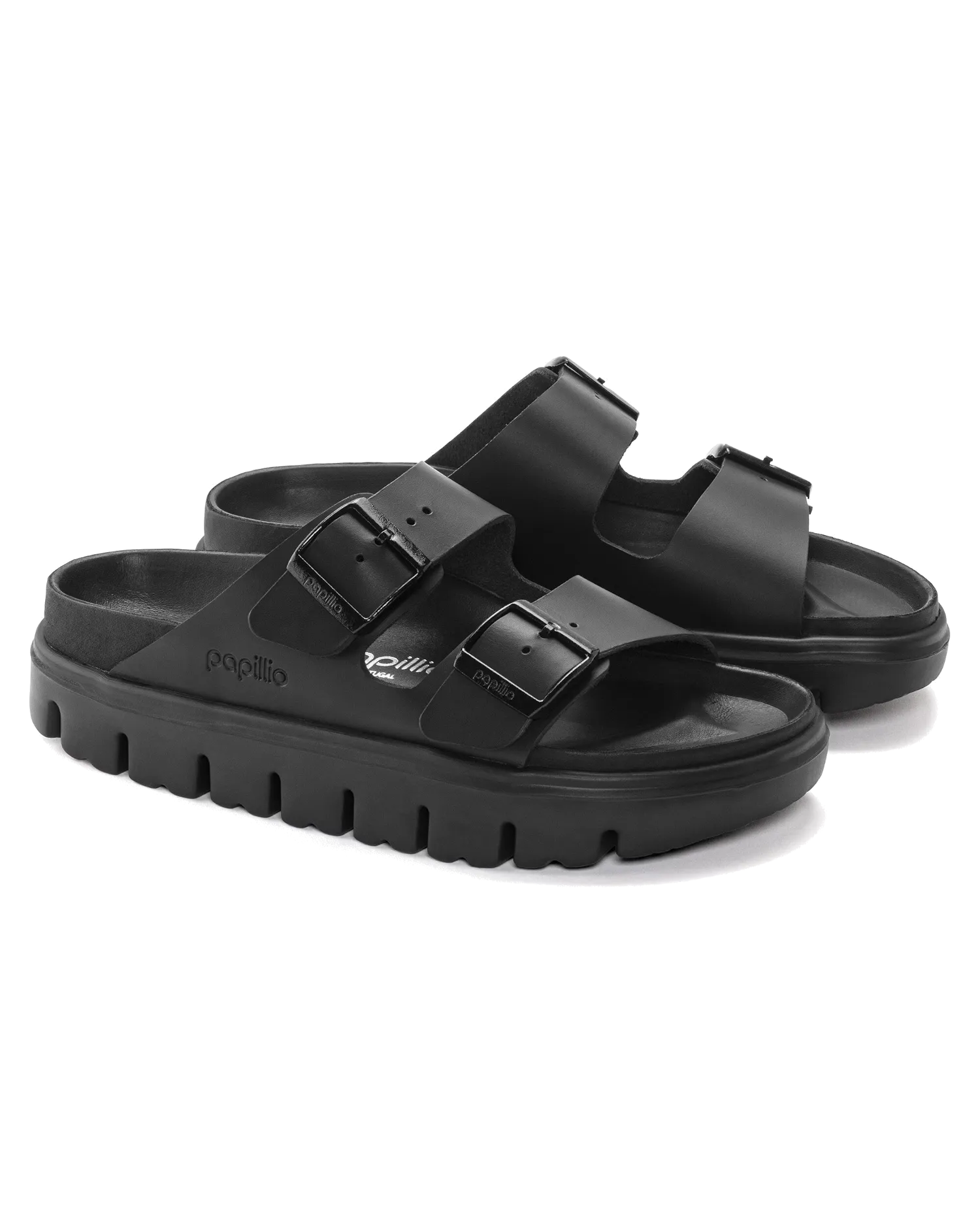 Sandales Papillio Arizona en cuir naturel épais en noir