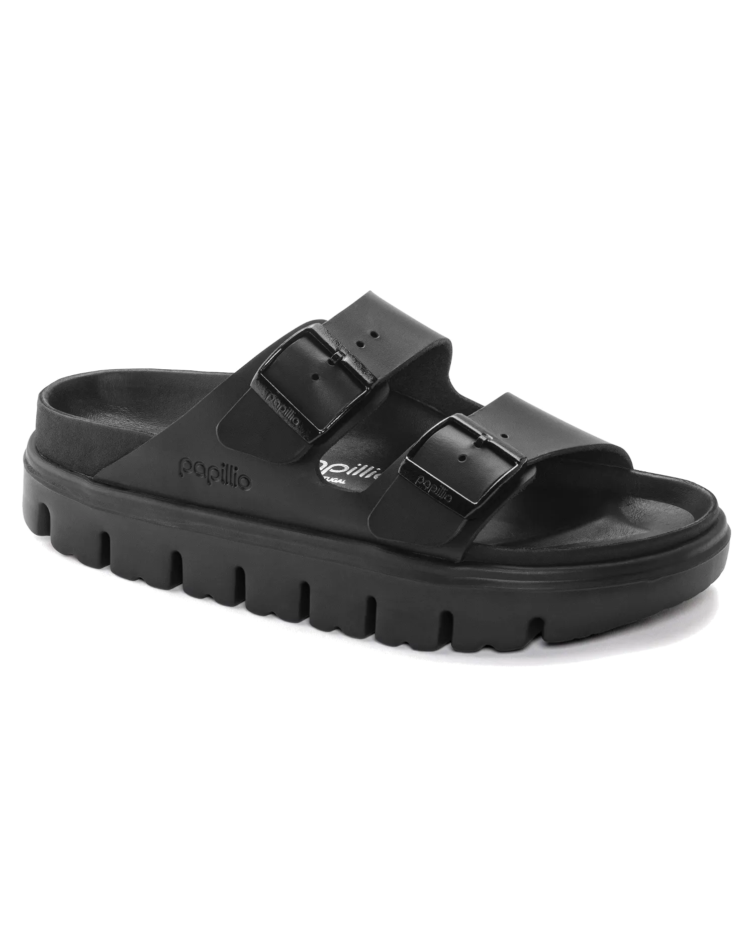 Sandales Papillio Arizona en cuir naturel épais en noir