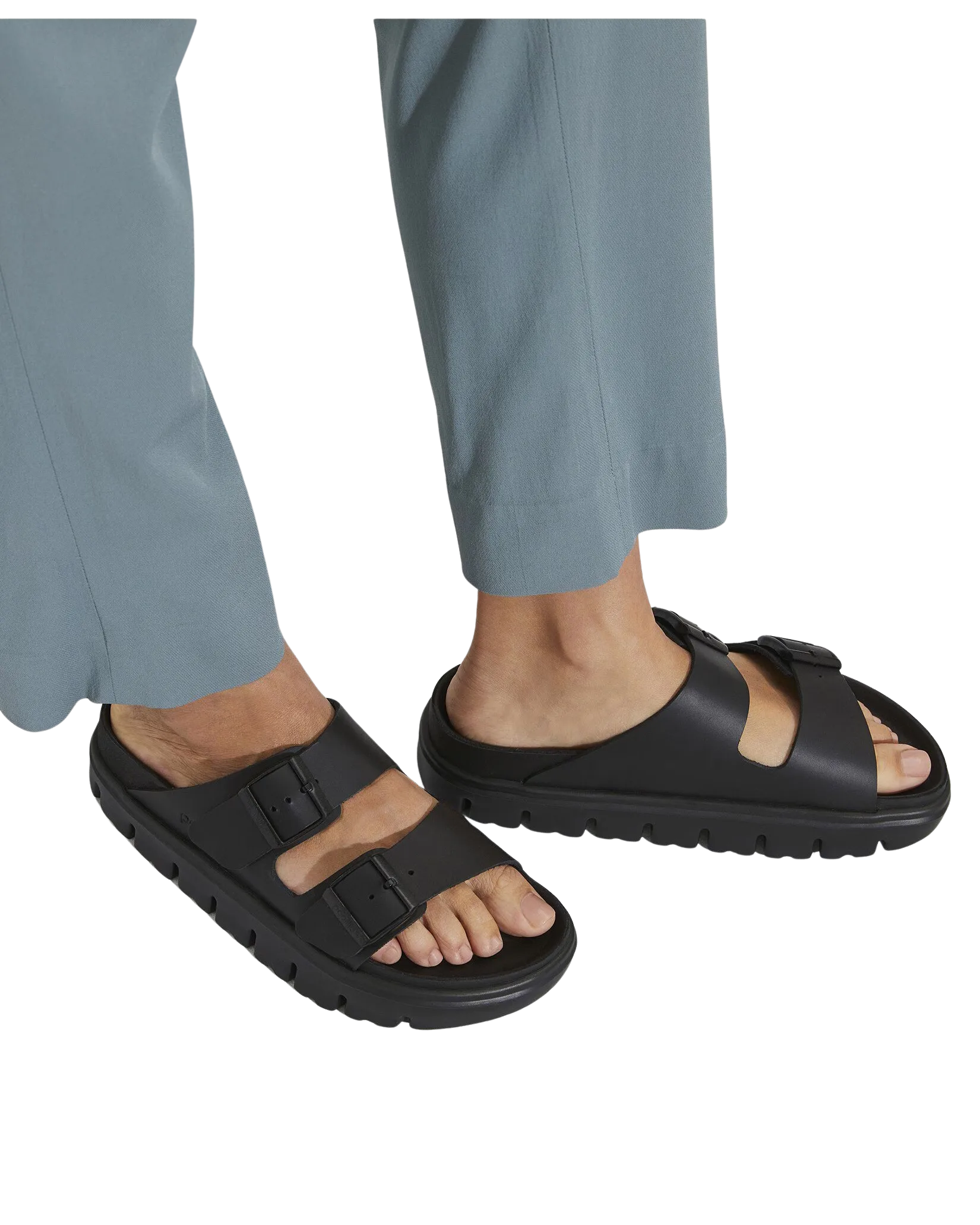 Sandales Papillio Arizona en cuir naturel épais en noir