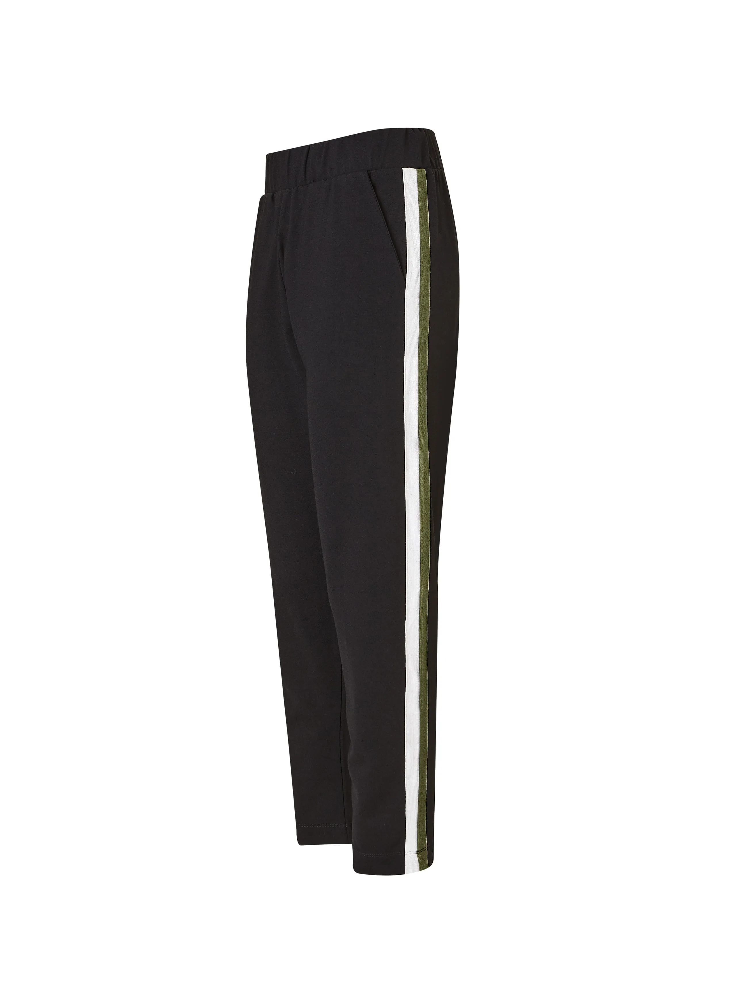 Petit Pantalon ajusté à bande latérale LENZING™ ECOVERO™ | Noir Caviar & Olive