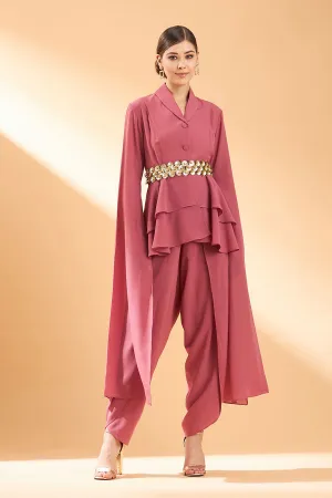 Ensemble floral rose coordonné avec ceinture