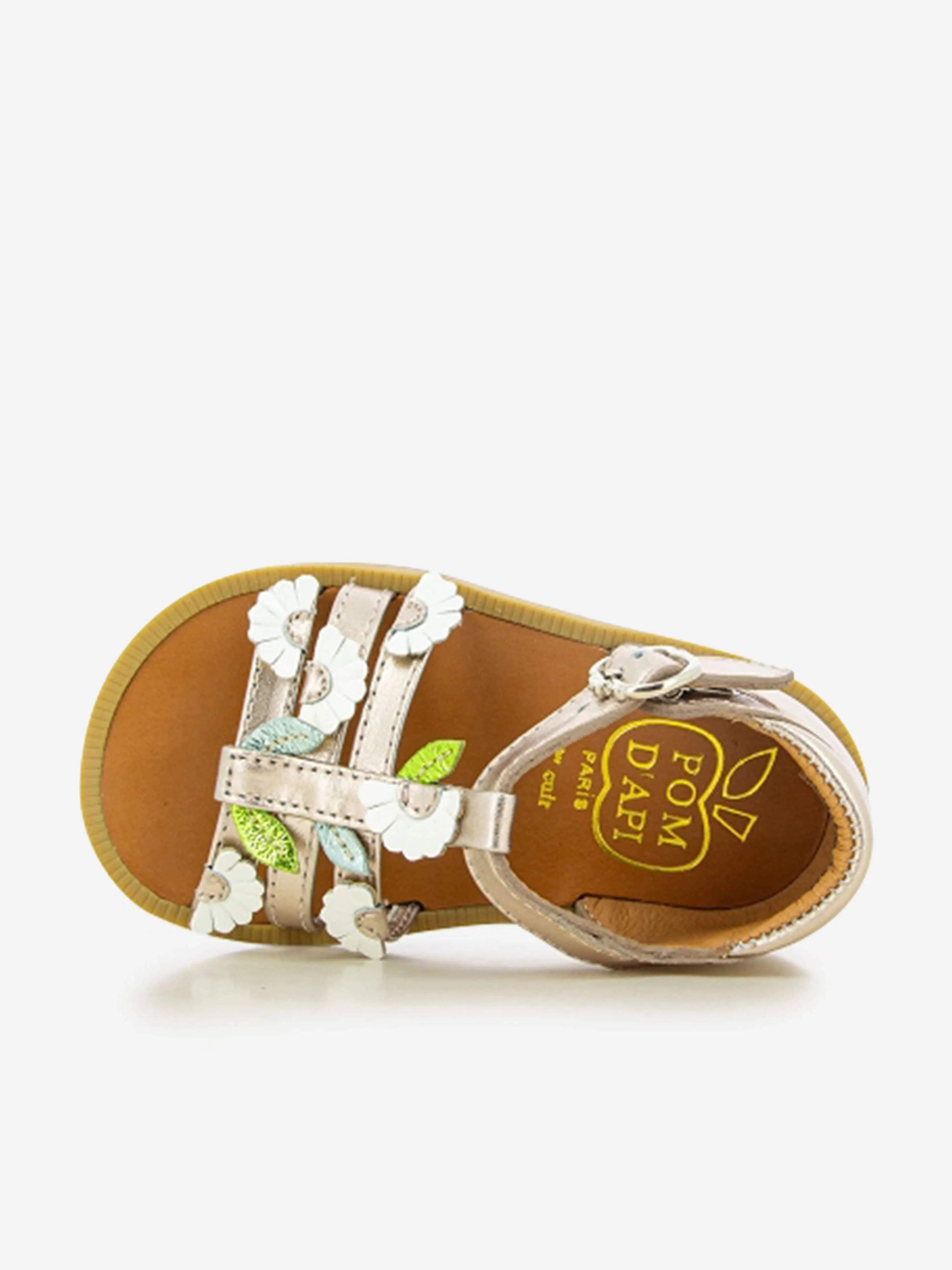 Sandales Pom D'Api pour filles en cuir Poppy Multi Daisy dorées