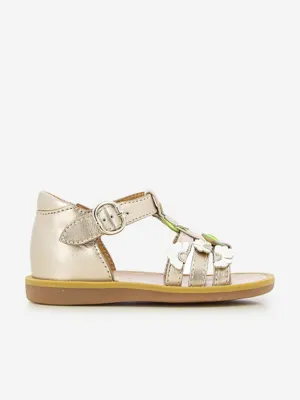 Sandales Pom D'Api pour filles en cuir Poppy Multi Daisy dorées