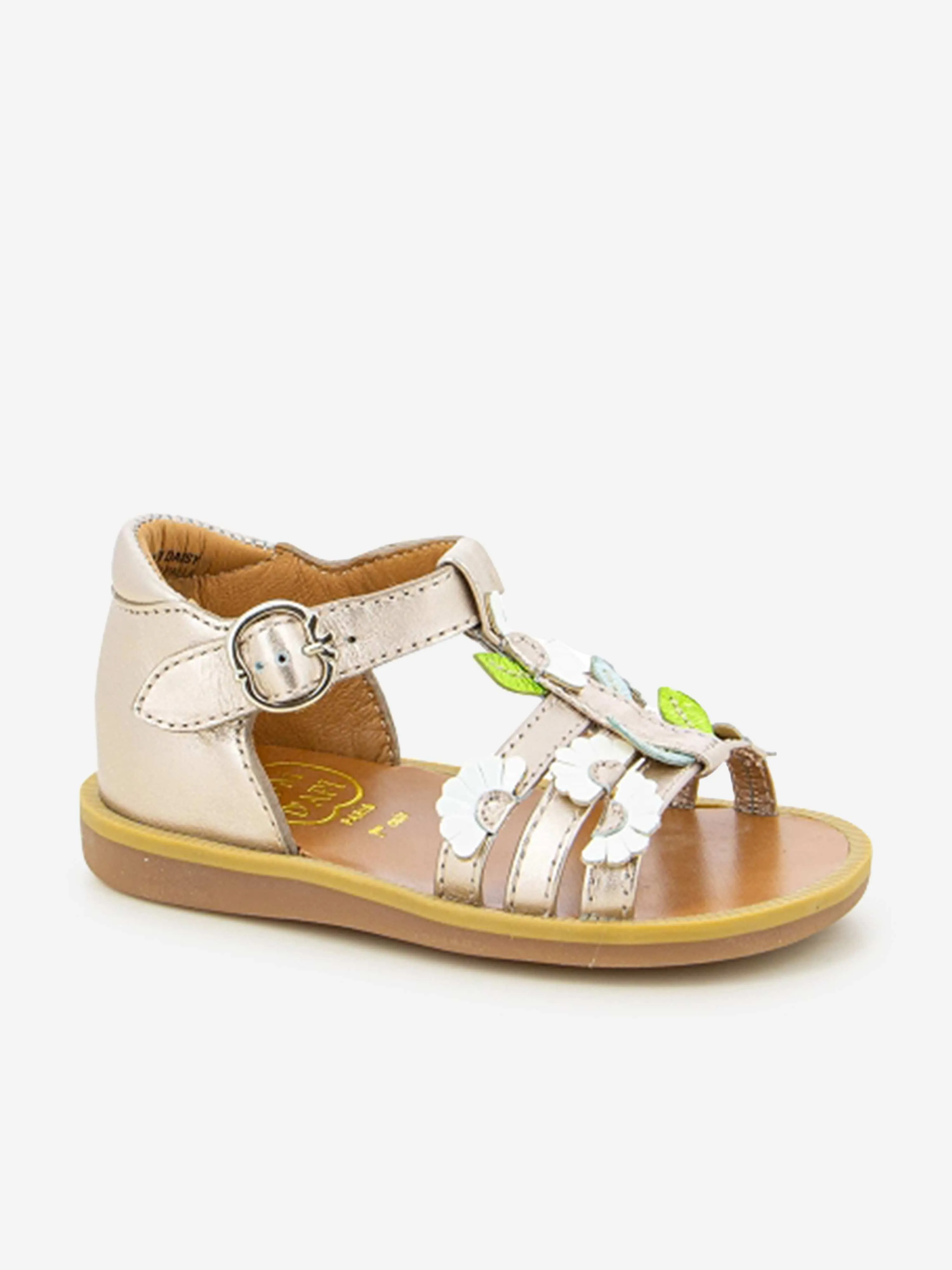 Sandales Pom D'Api pour filles en cuir Poppy Multi Daisy dorées