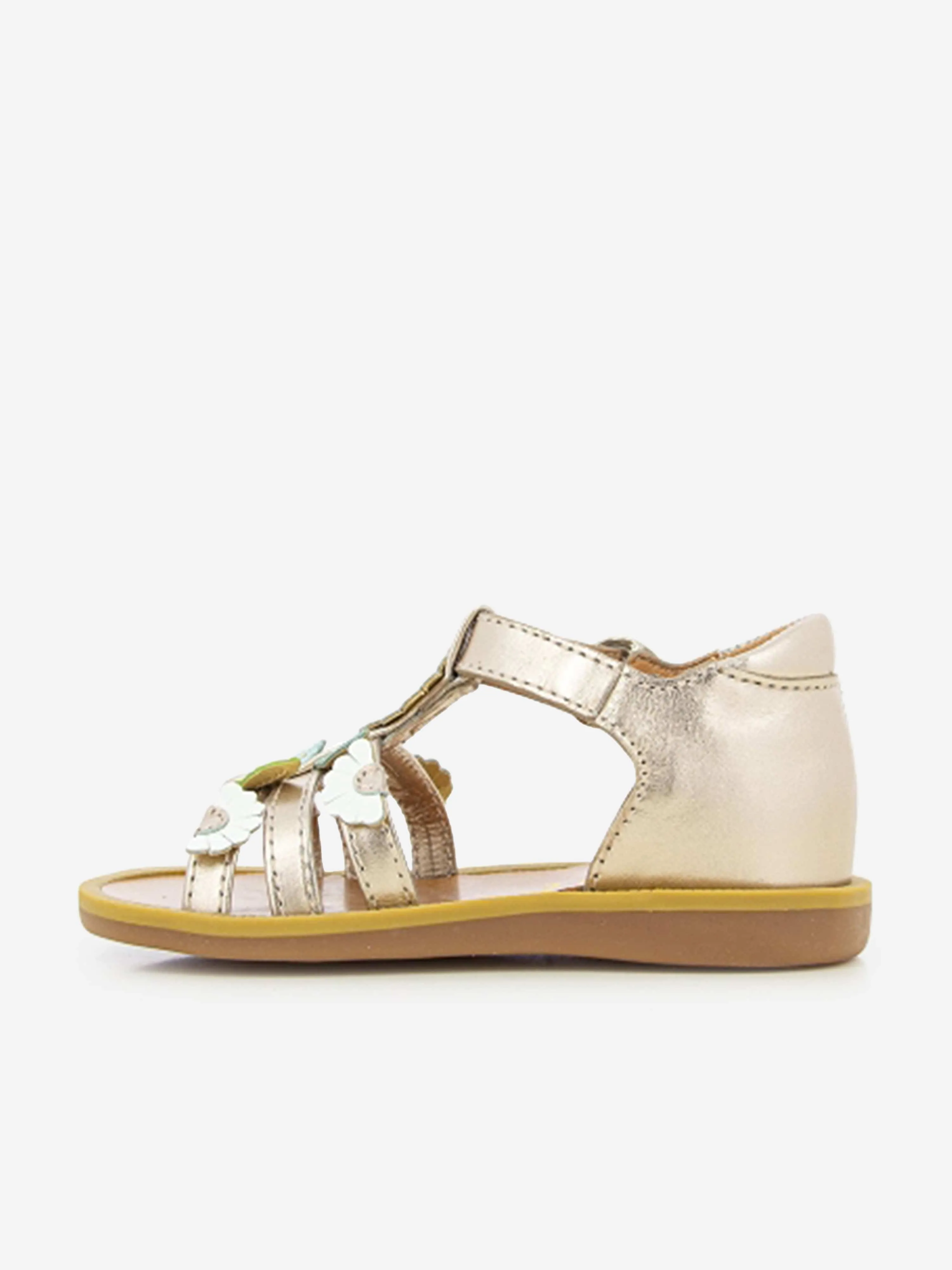 Sandales Pom D'Api pour filles en cuir Poppy Multi Daisy dorées