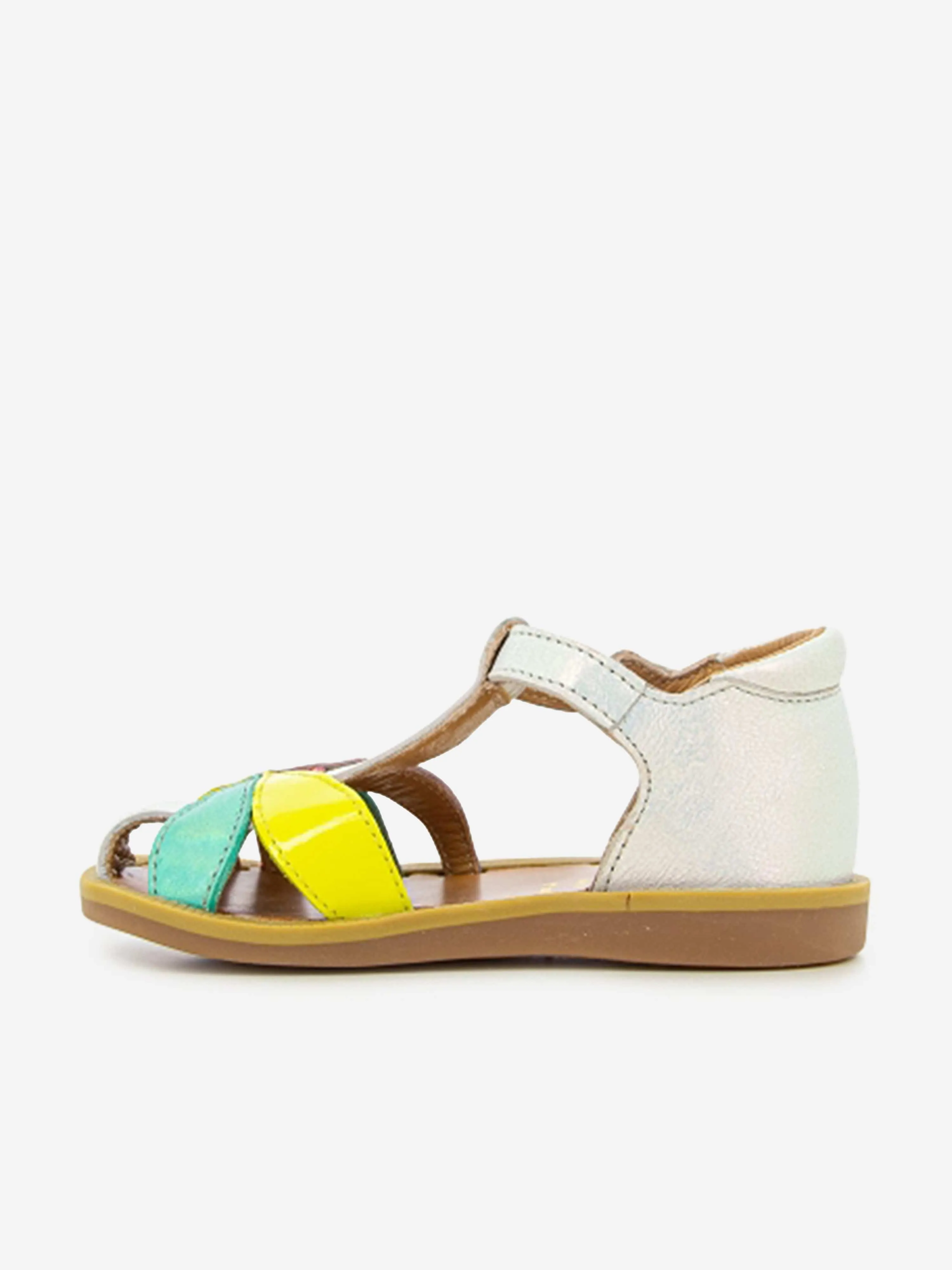 Sandales Oto en cuir Pom D'Api pour filles modèle Poppy multicolore