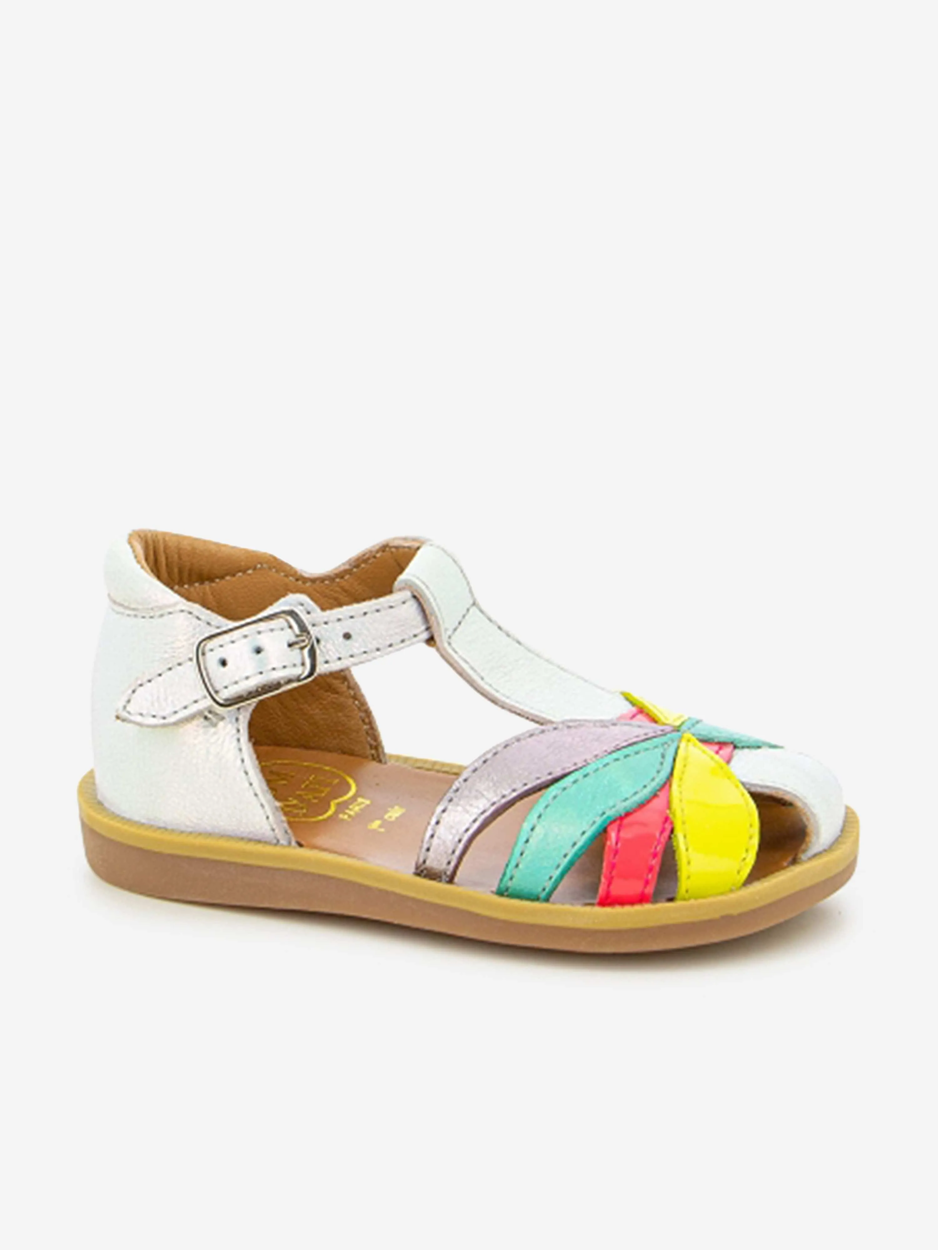 Sandales Oto en cuir Pom D'Api pour filles modèle Poppy multicolore