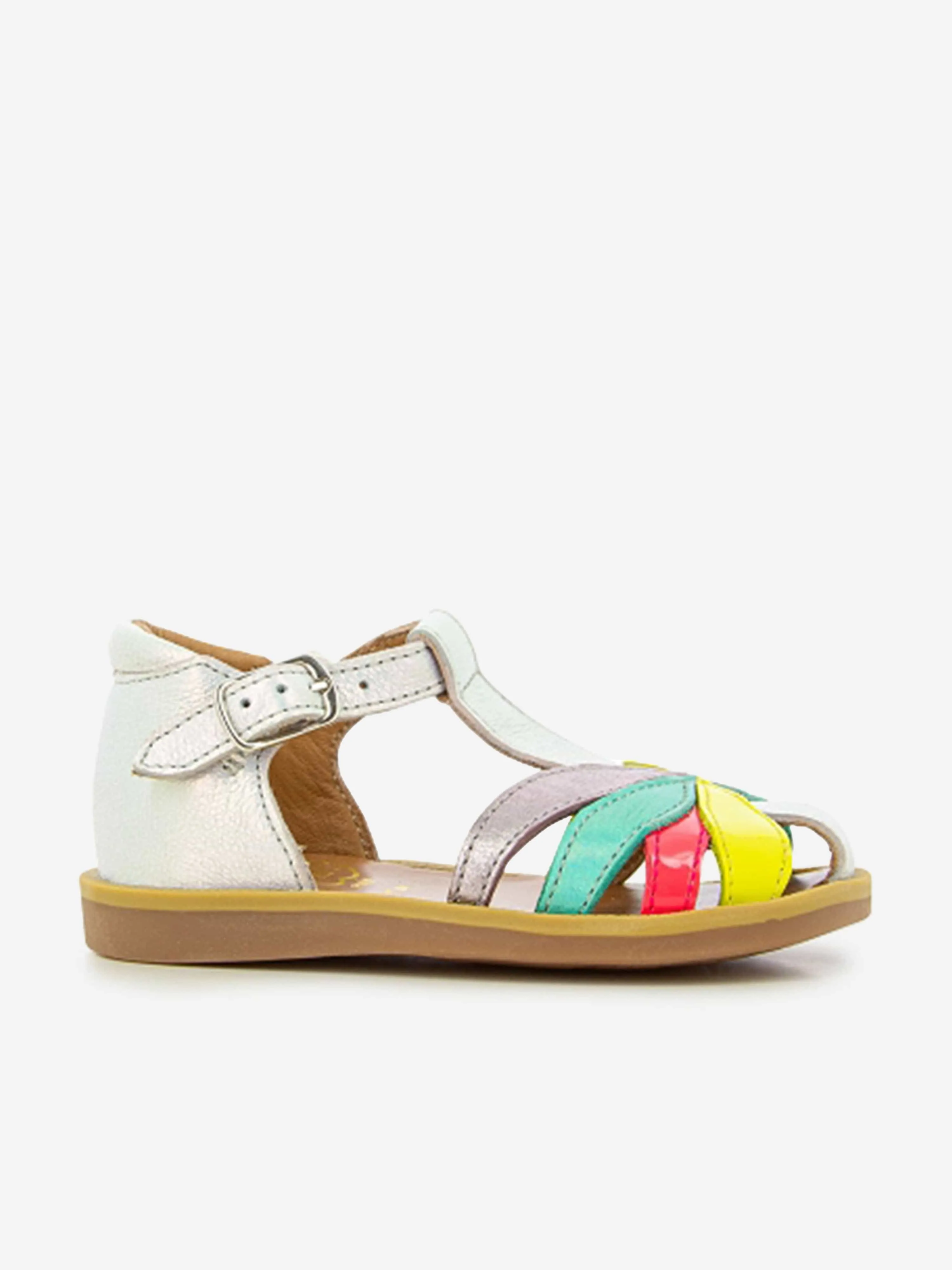 Sandales Oto en cuir Pom D'Api pour filles modèle Poppy multicolore