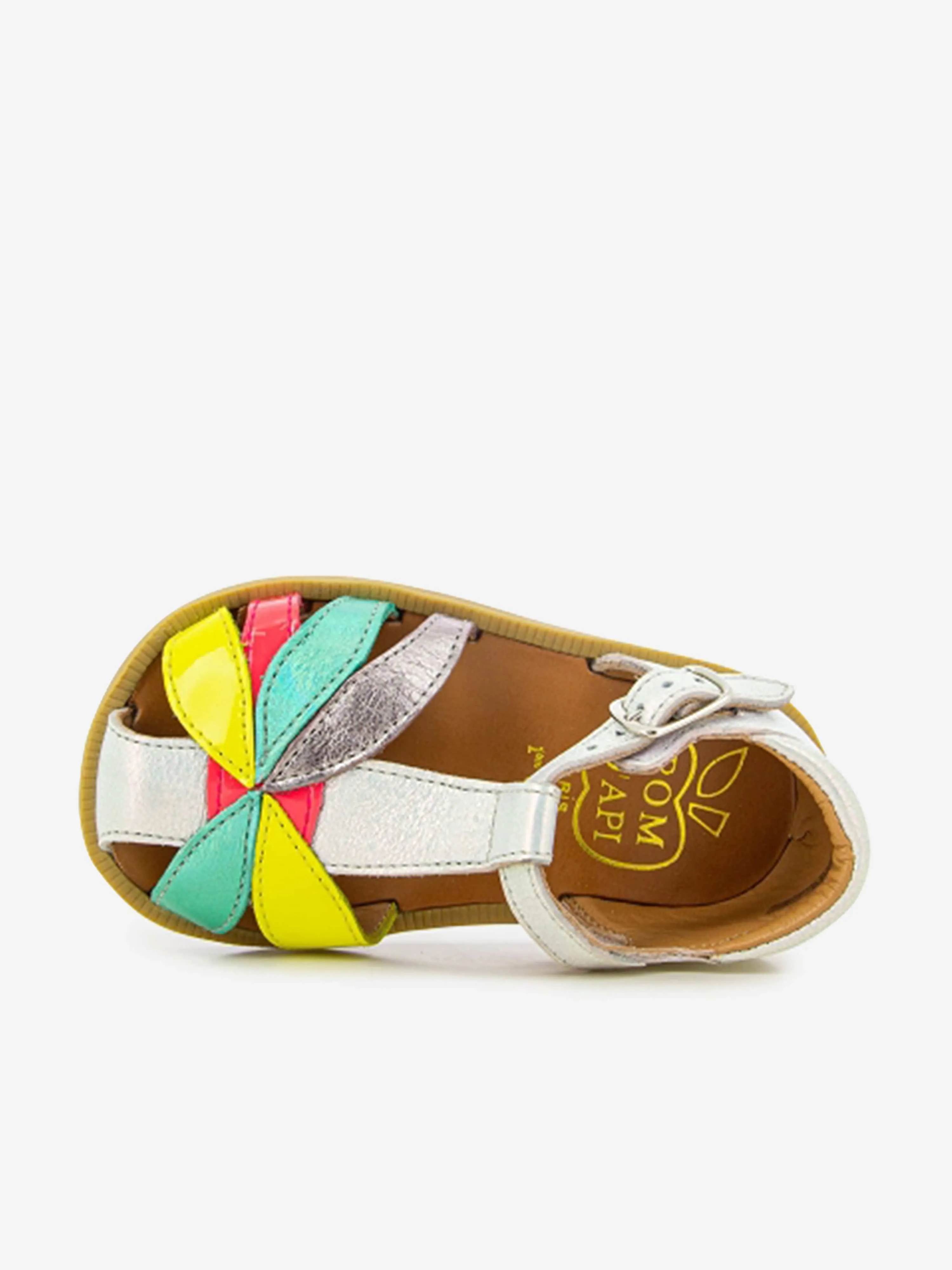 Sandales Oto en cuir Pom D'Api pour filles modèle Poppy multicolore
