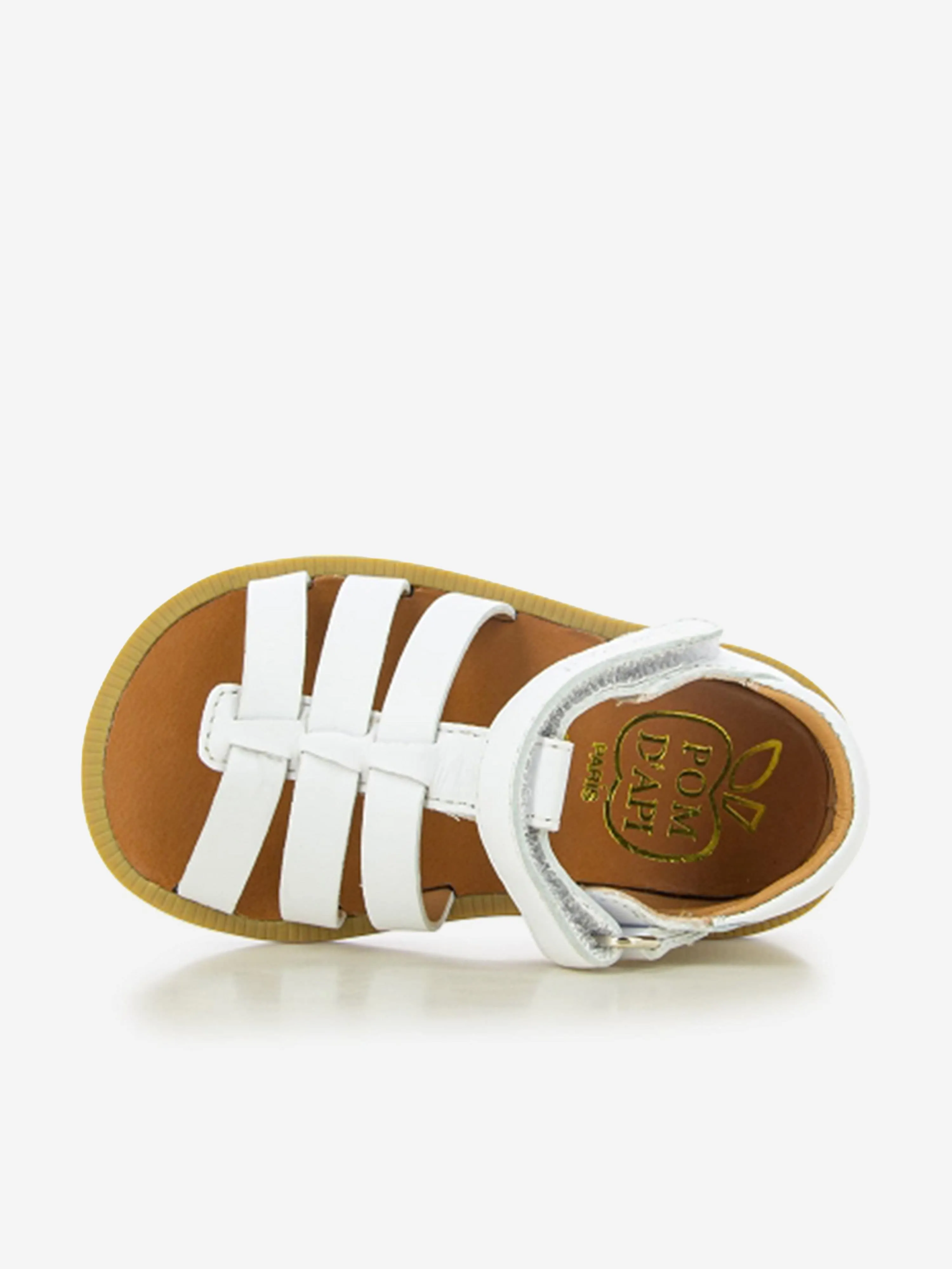 Sandales Pom D'Api pour filles à bride Poppy en cuir blanc