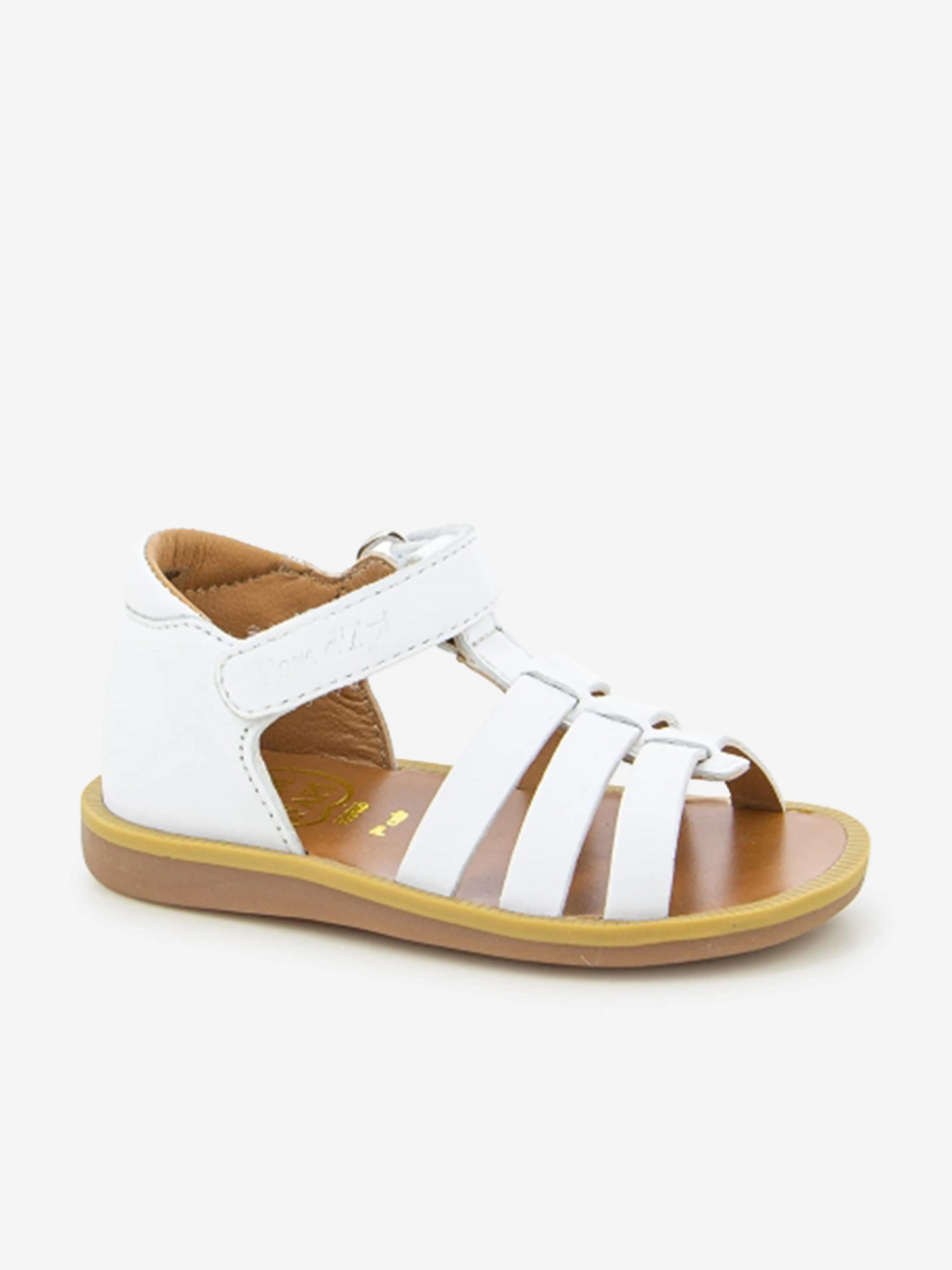 Sandales Pom D'Api pour filles à bride Poppy en cuir blanc