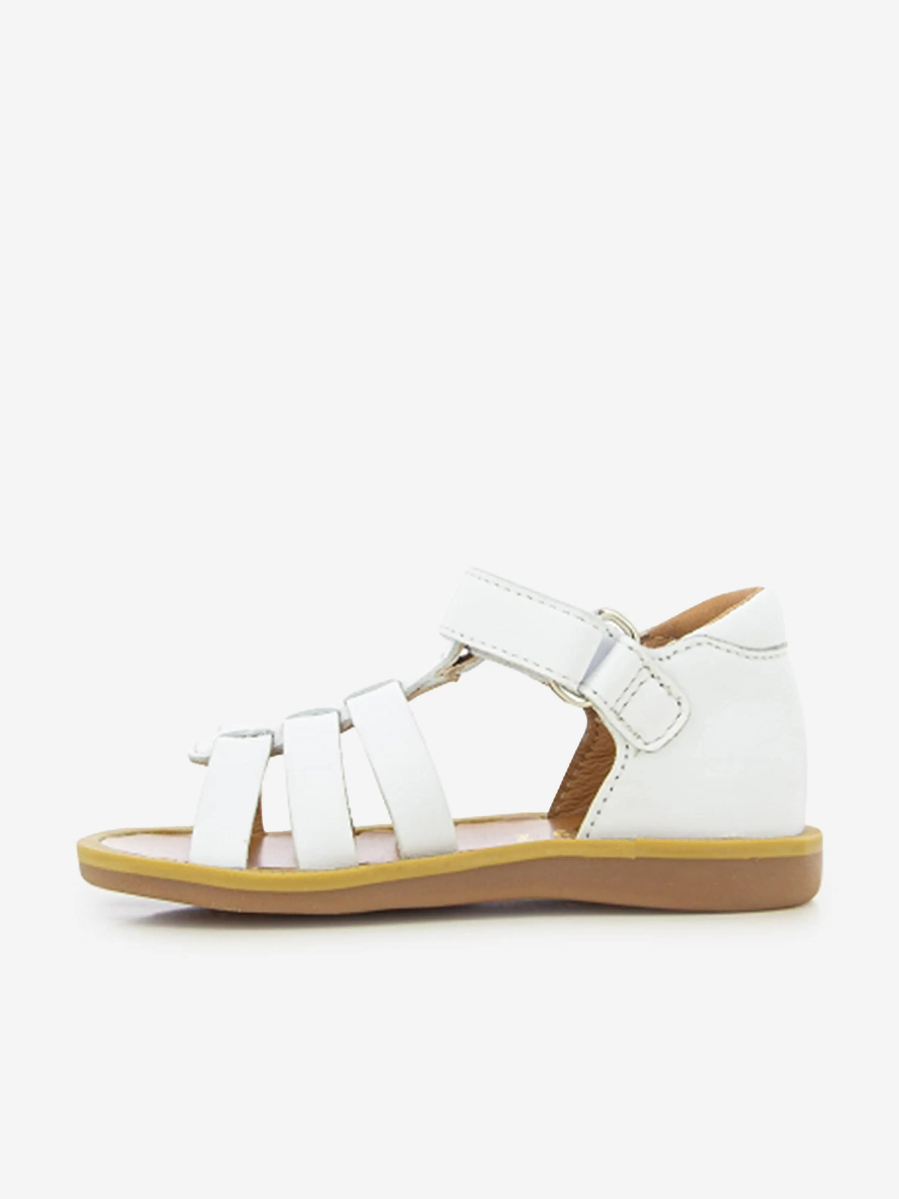 Sandales Pom D'Api pour filles à bride Poppy en cuir blanc