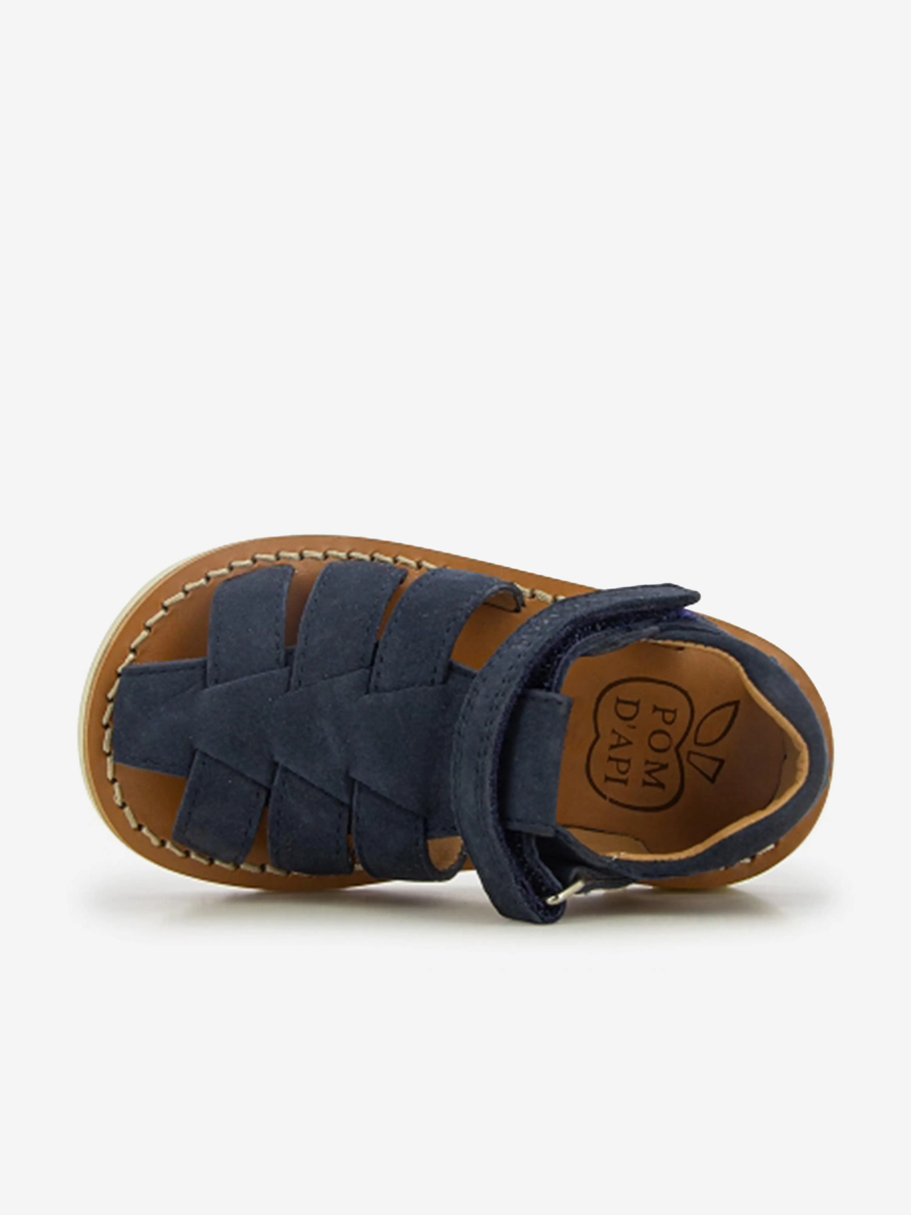 Sandales Pom D'Api Kids en cuir waffle Papy en marine