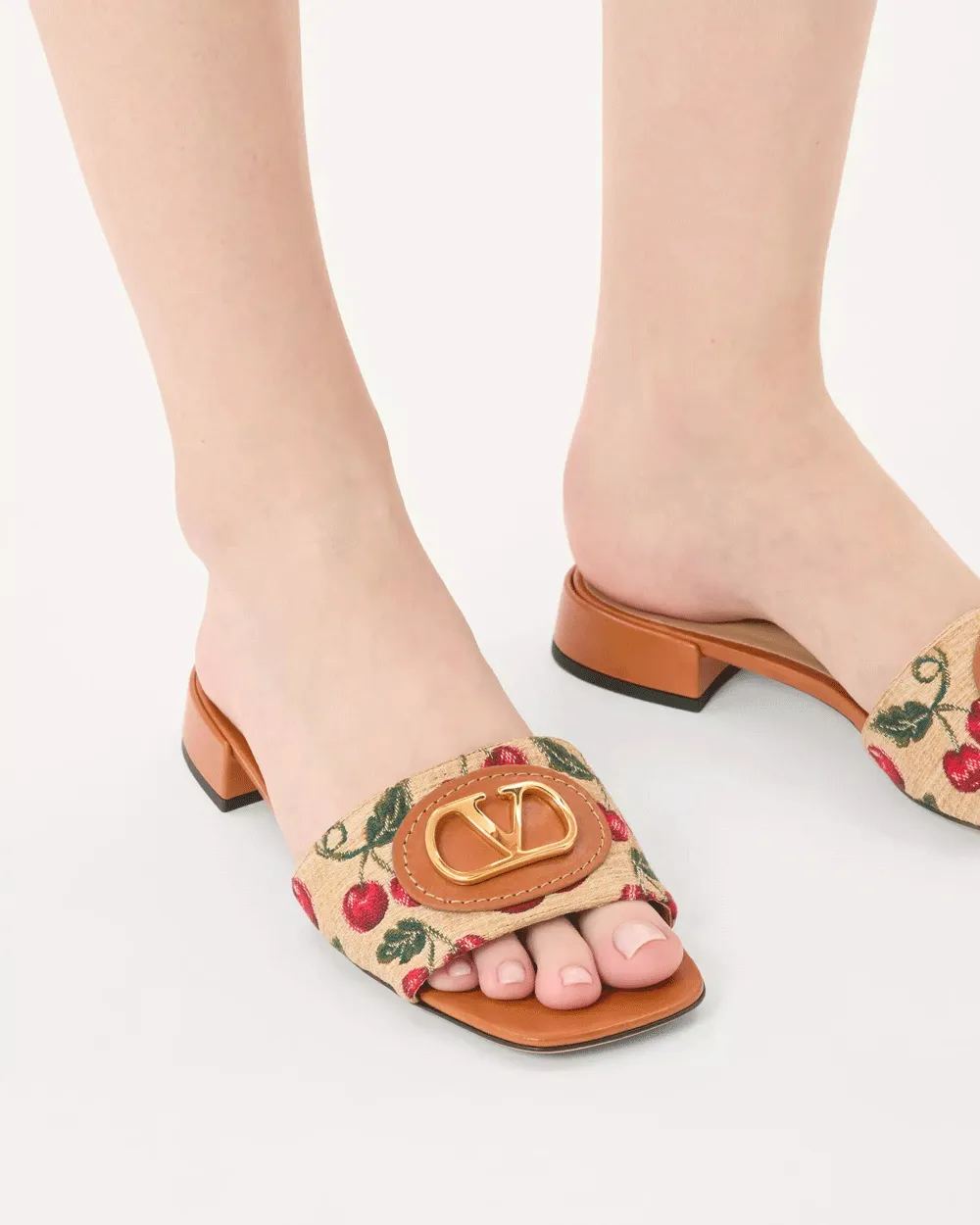 Sandale Slide Jacquard Raffia Cherryfic