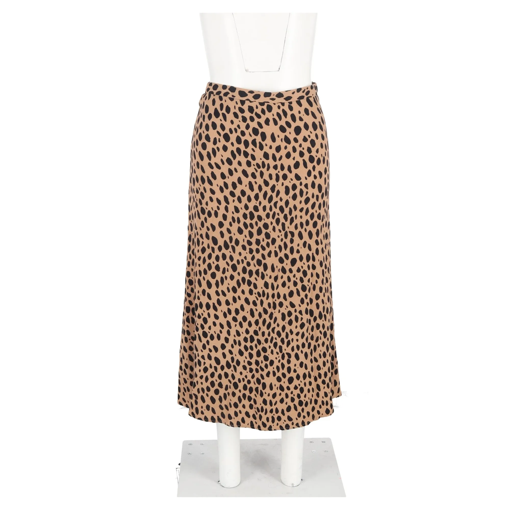 Robe mi-longue en viscose marron à motif léopard Reformation