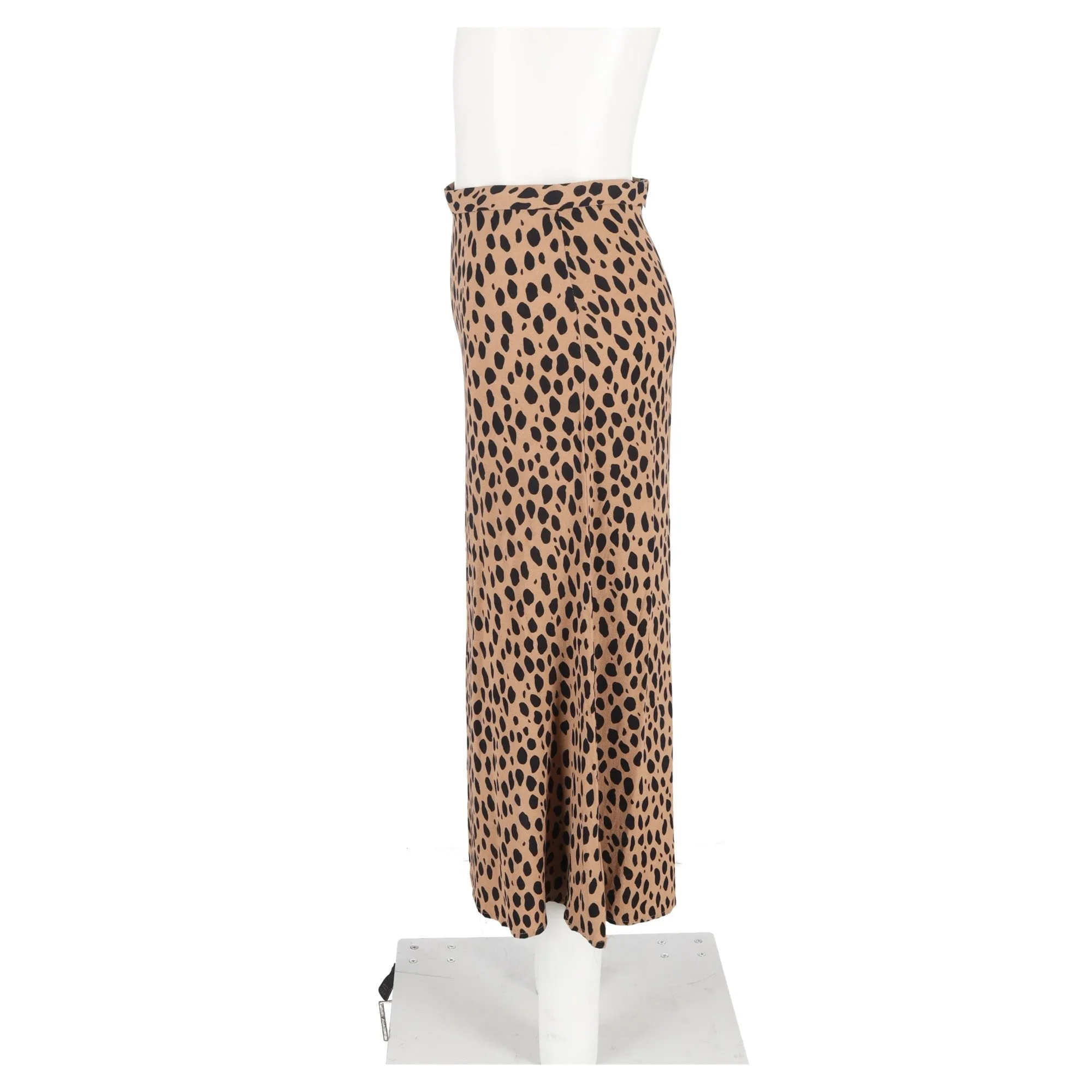 Robe mi-longue en viscose marron à motif léopard Reformation