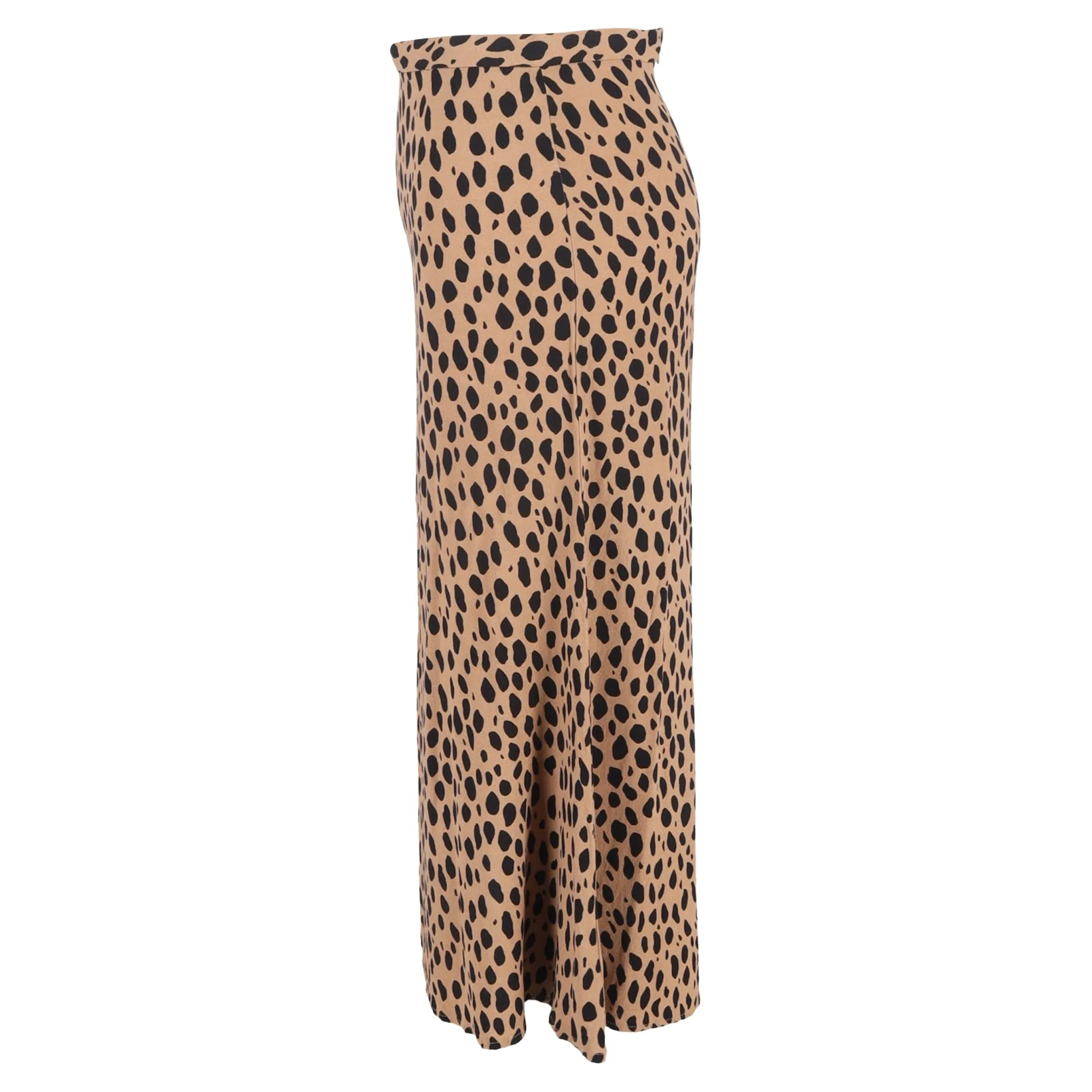 Robe mi-longue en viscose marron à motif léopard Reformation