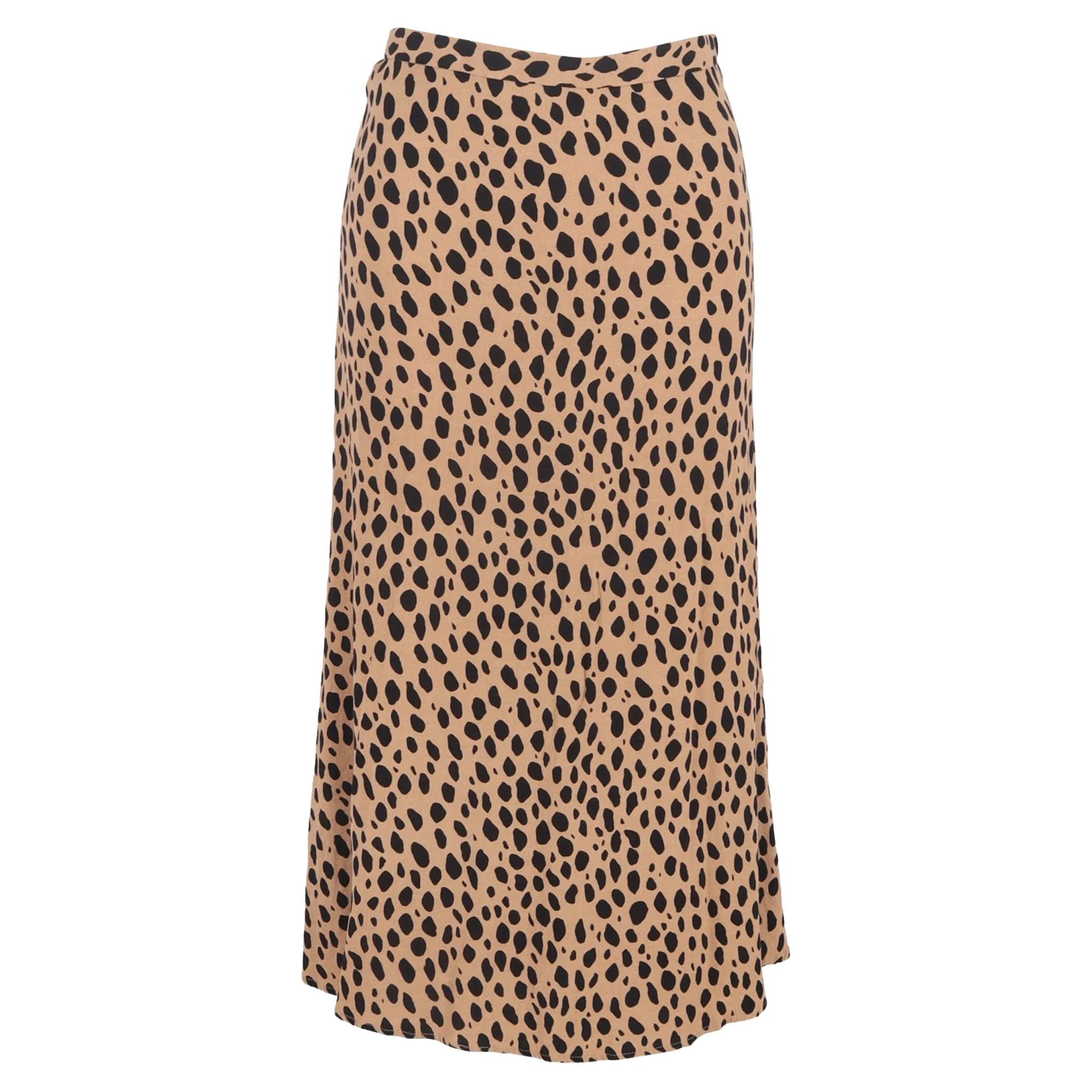 Robe mi-longue en viscose marron à motif léopard Reformation