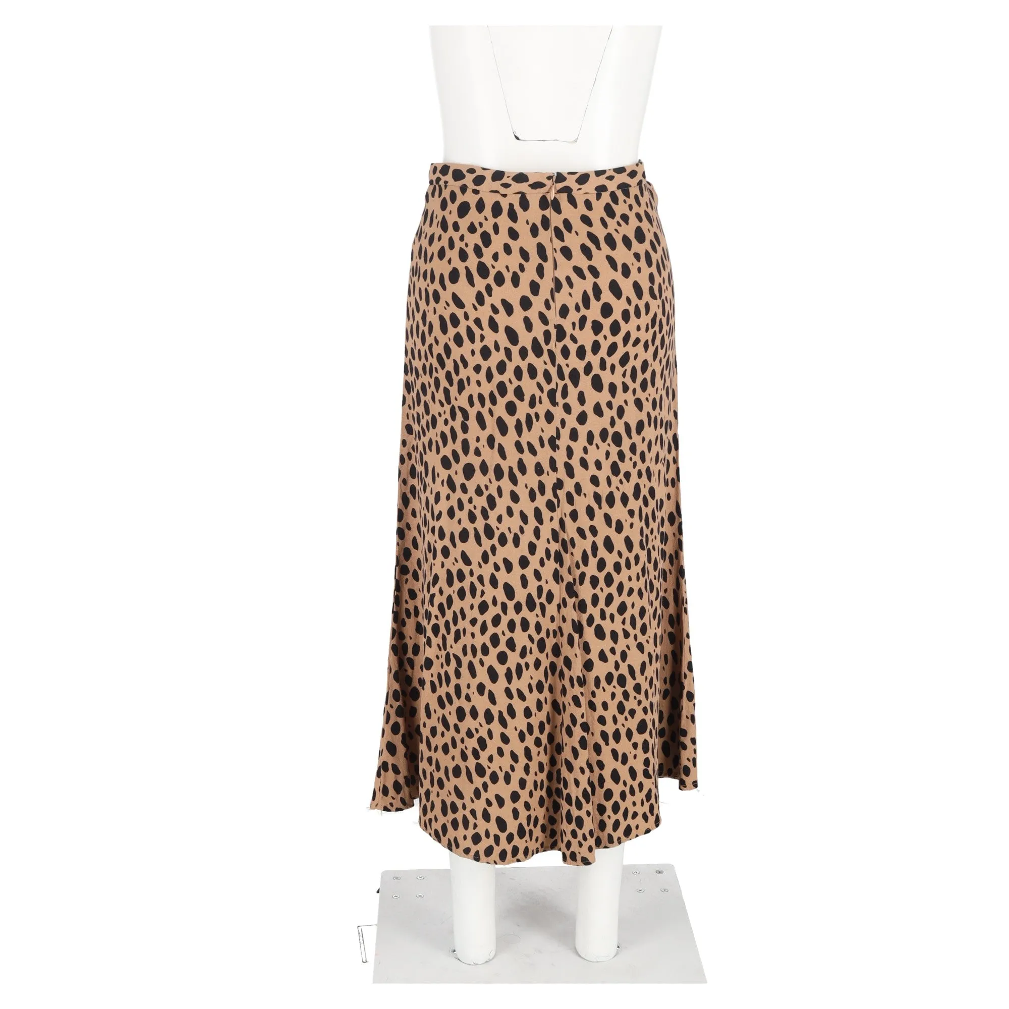 Robe mi-longue en viscose marron à motif léopard Reformation