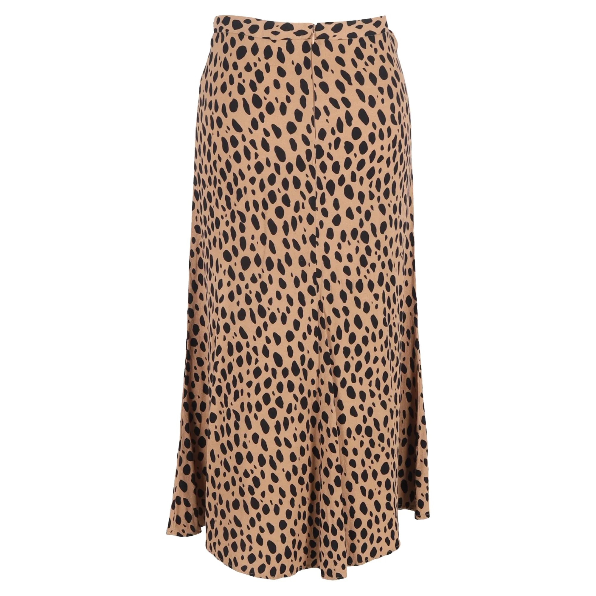 Robe mi-longue en viscose marron à motif léopard Reformation