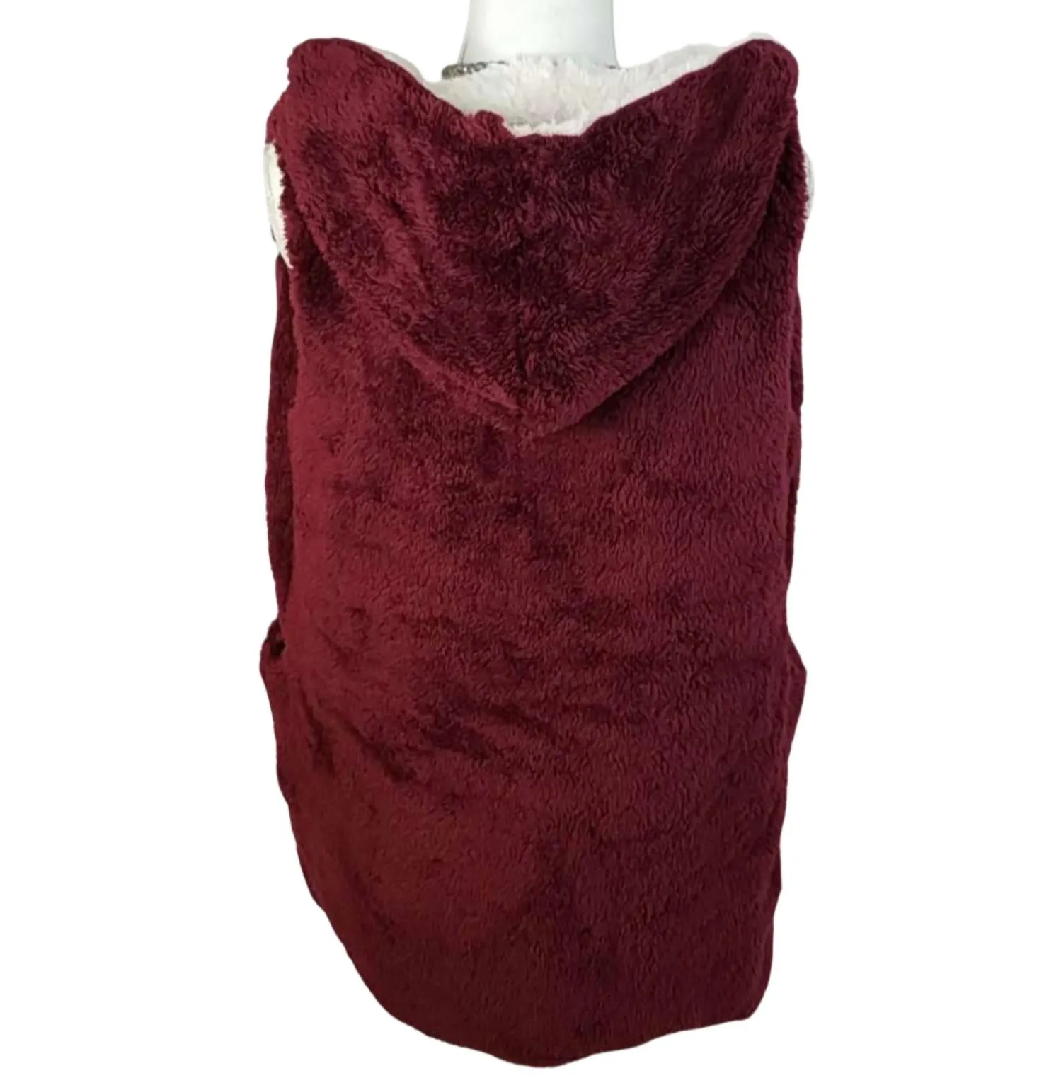 Veste en fourrure réversible bordeaux et crème