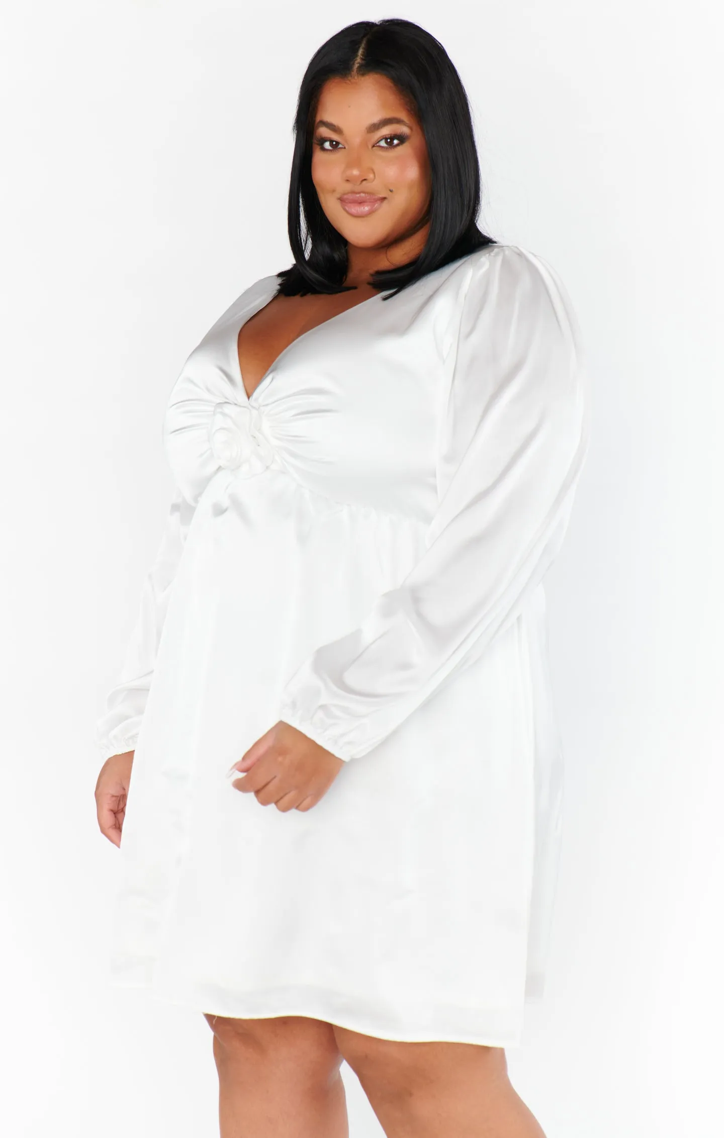 Robe courte Rosetta ~ Satin luxe ivoire