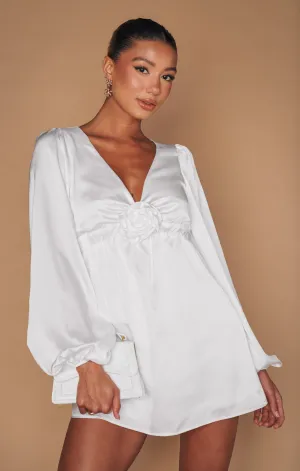 Robe courte Rosetta ~ Satin luxe ivoire