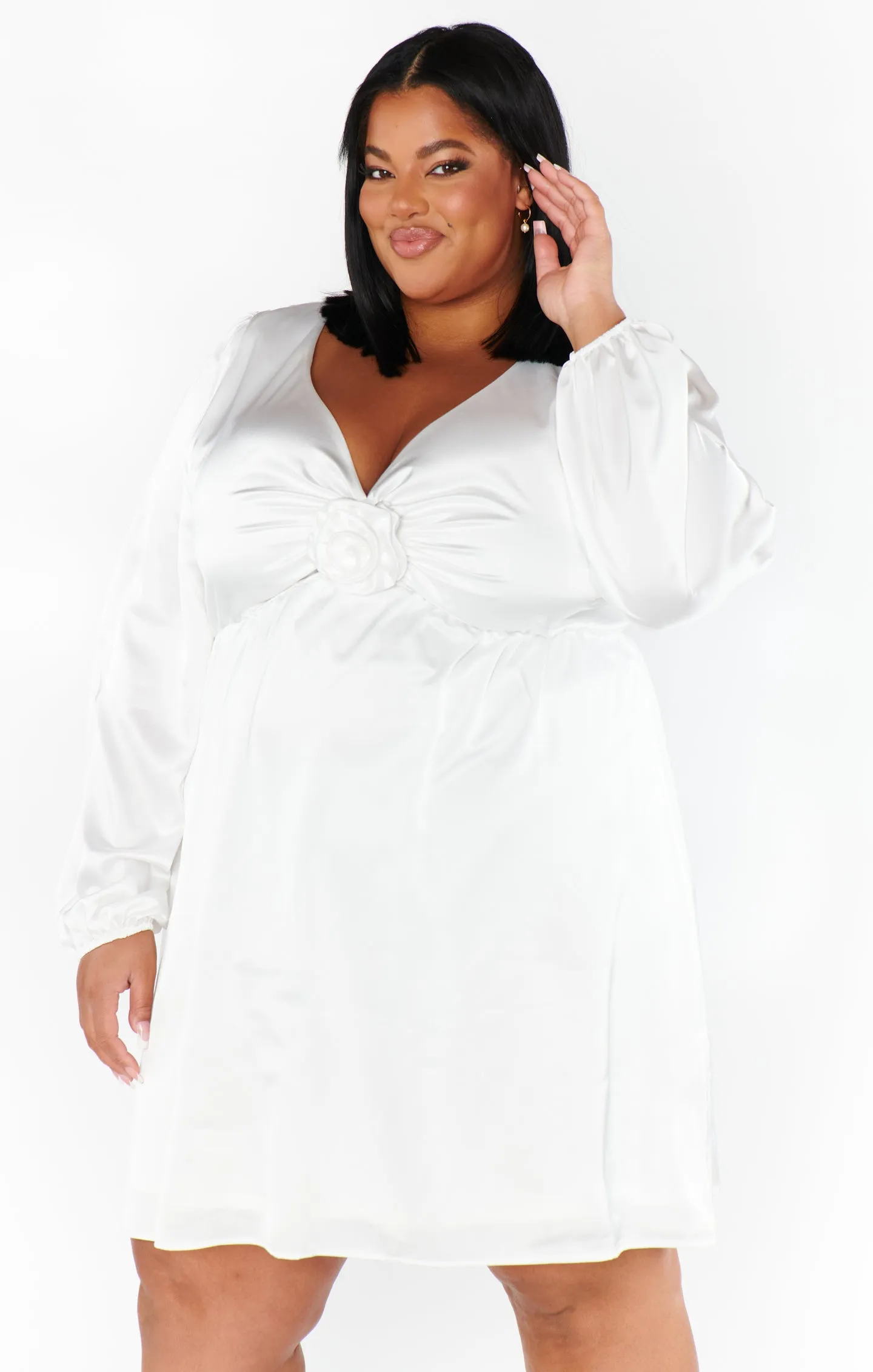 Robe courte Rosetta ~ Satin luxe ivoire