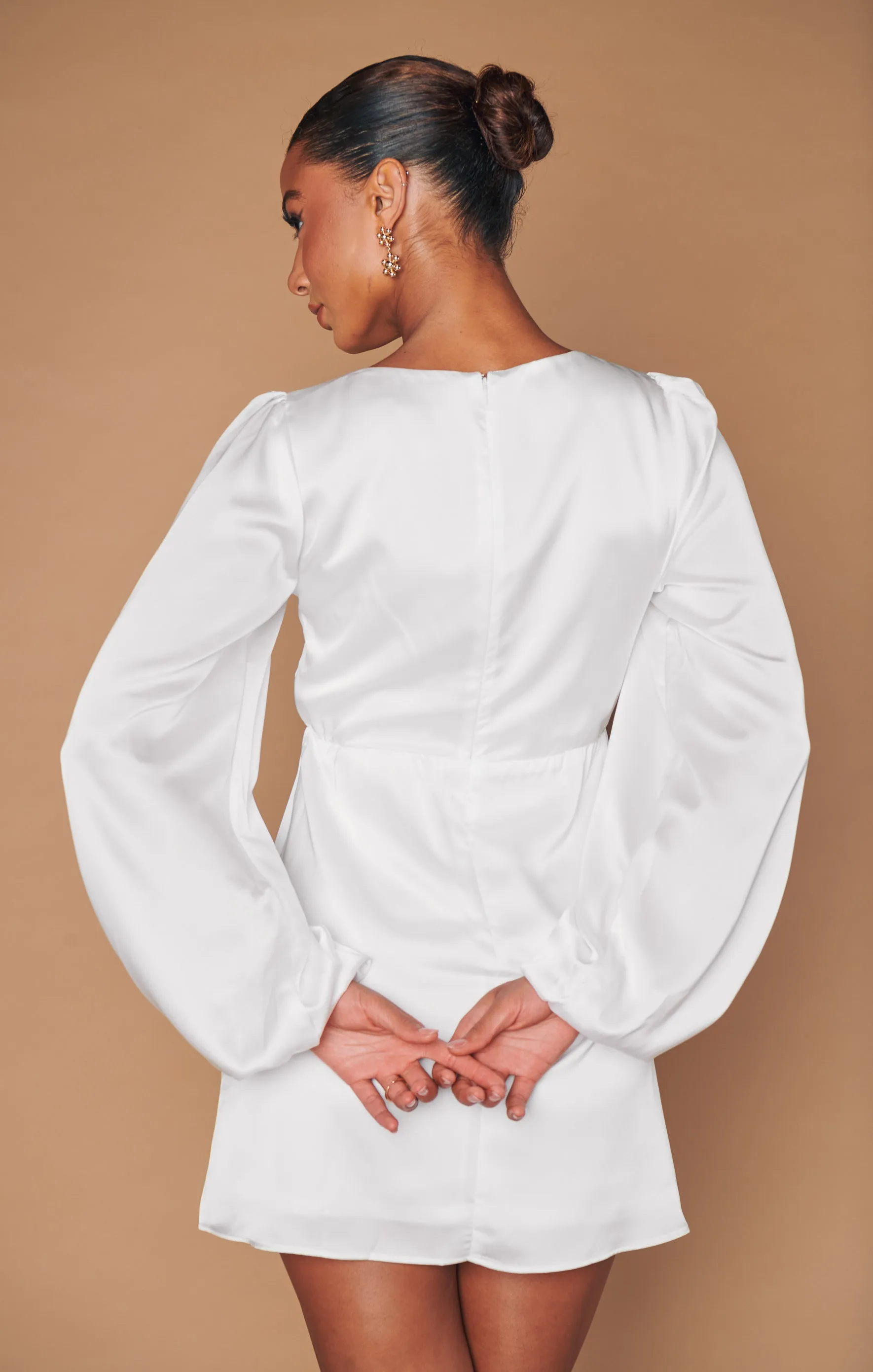 Robe courte Rosetta ~ Satin luxe ivoire