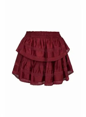 Jupe plissée mini en bordeaux