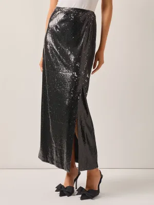 Jupe Longue Droite Tissée à Paillettes Novelty