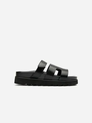 Sandales slides en similicuir vegan pour femmes Shea | Noir