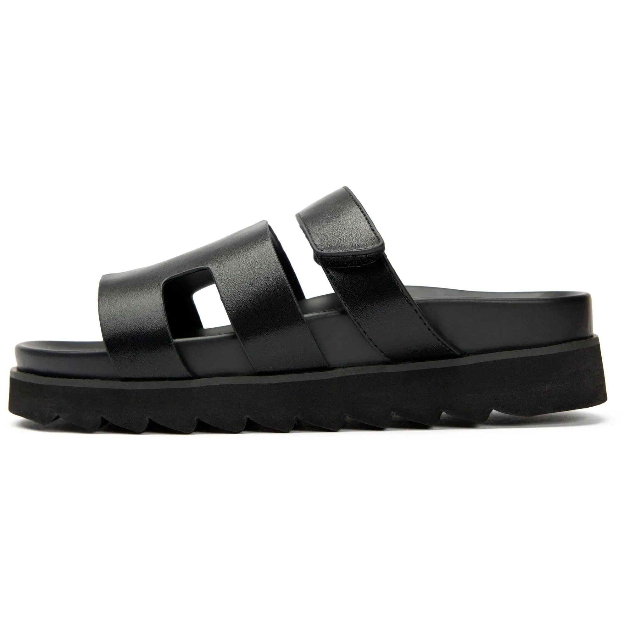 Sandales slides en similicuir vegan pour femmes Shea | Noir