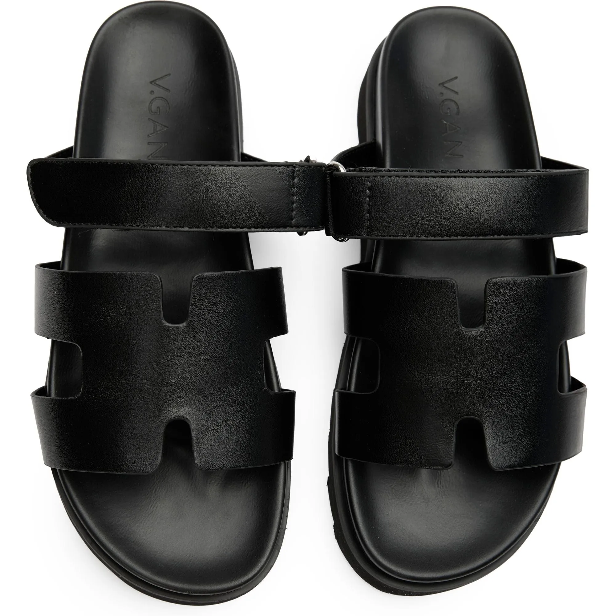 Sandales slides en similicuir vegan pour femmes Shea | Noir