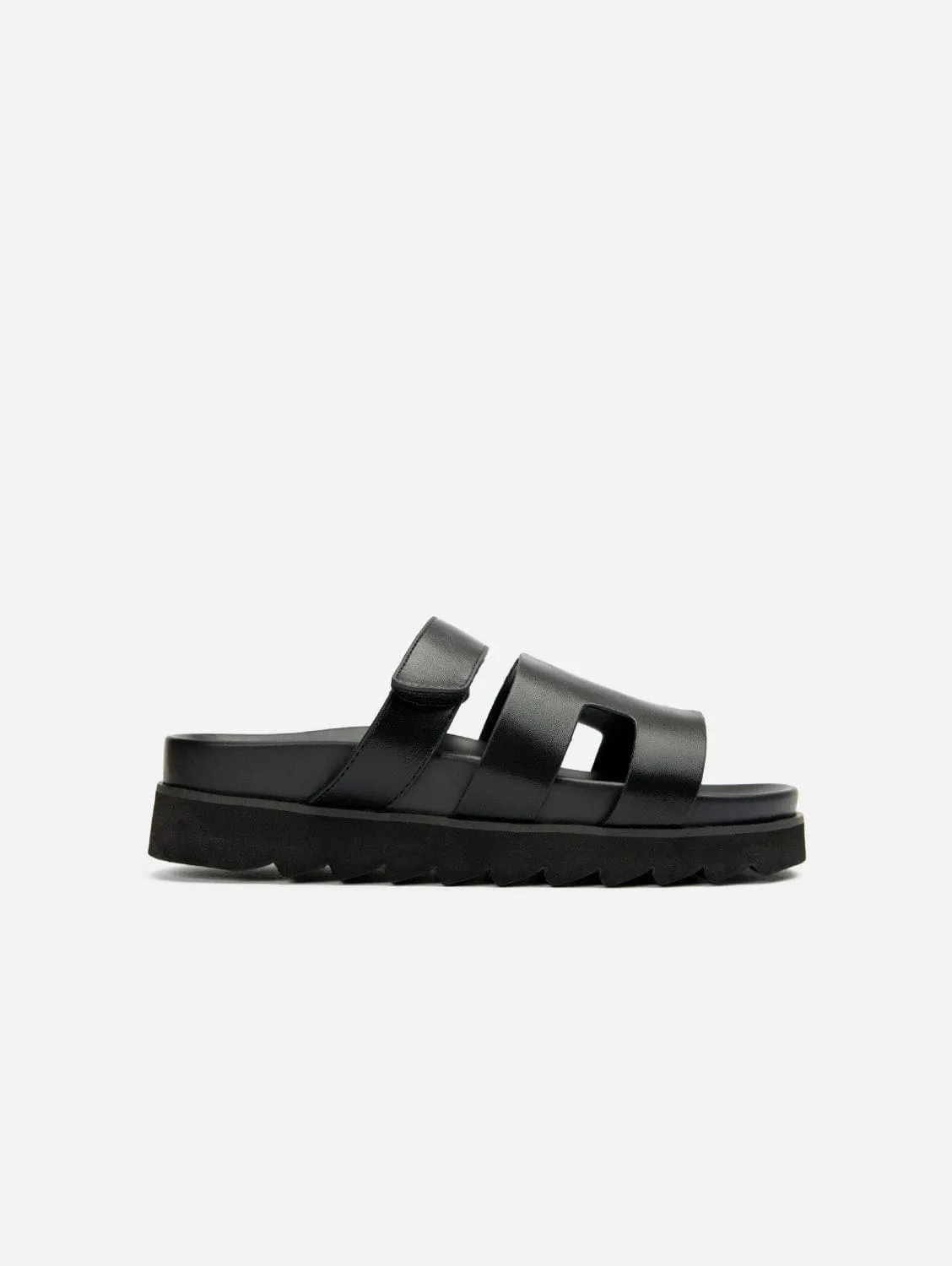 Sandales slides en similicuir vegan pour femmes Shea | Noir