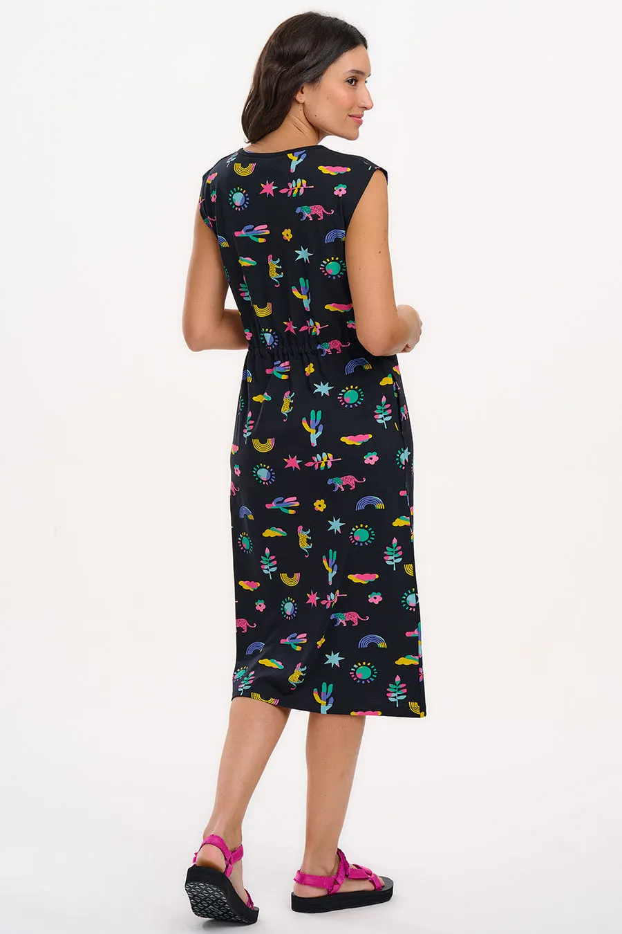 Robe mi-longue Sloane en jersey noir Summer Joy