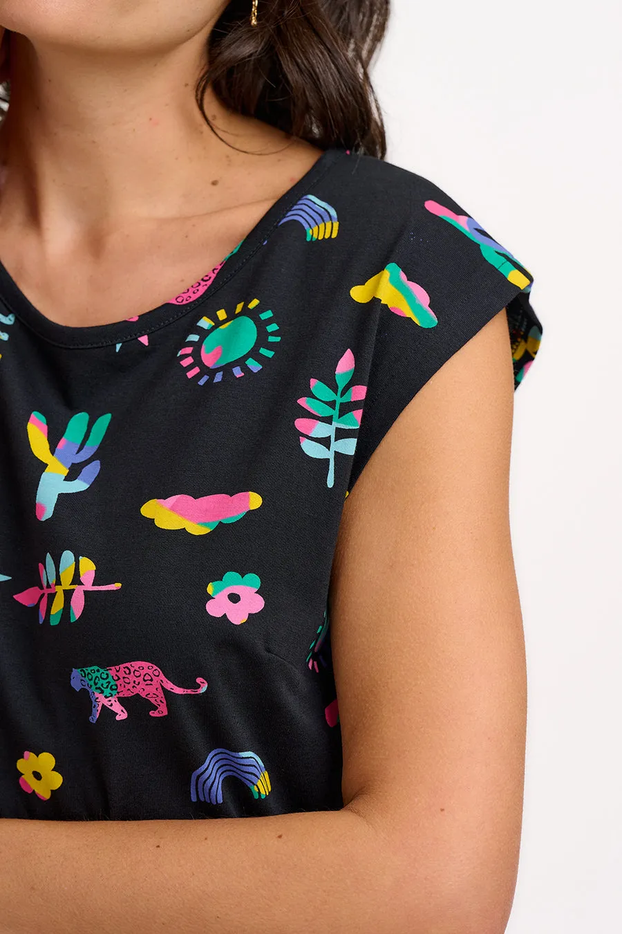 Robe mi-longue Sloane en jersey noir Summer Joy