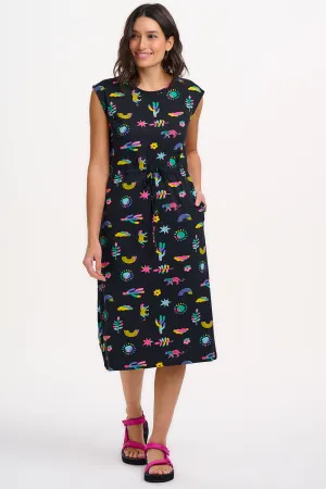 Robe mi-longue Sloane en jersey noir Summer Joy