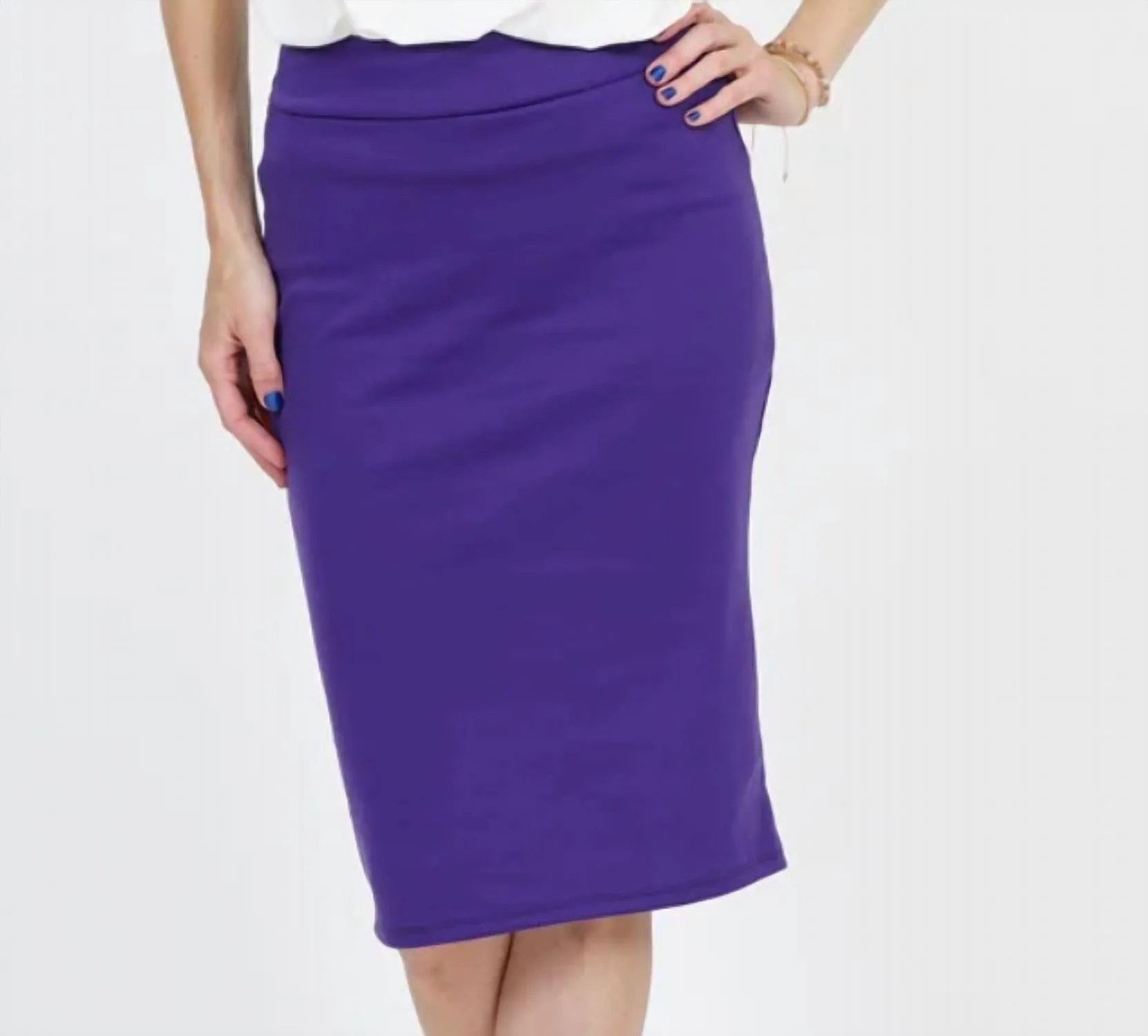 Jupe crayon unie en violet