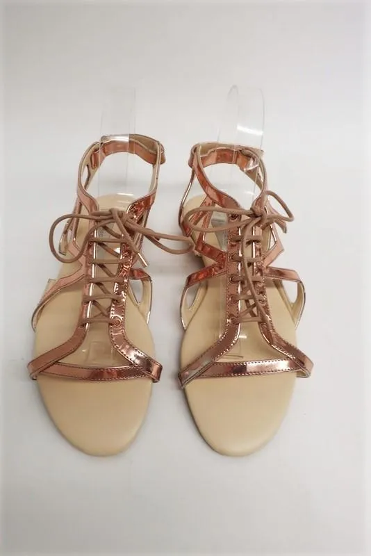 Stella McCartney Sandales Lucy Star Rose Gold Métallisé Simili Cuir Taille 38.5