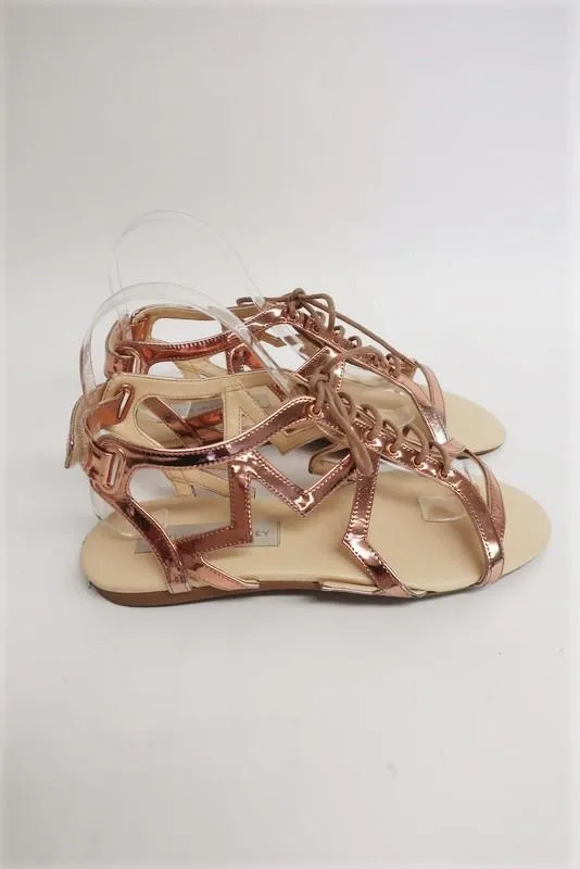 Stella McCartney Sandales Lucy Star Rose Gold Métallisé Simili Cuir Taille 38.5