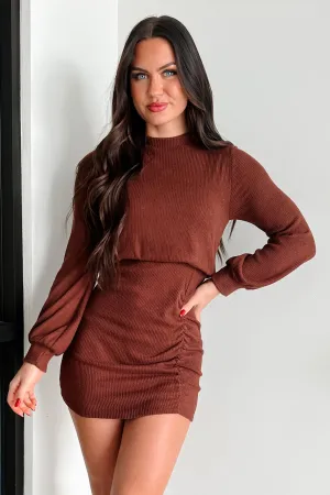 Robe mini plissée Step On The Scene (Chocolat)
