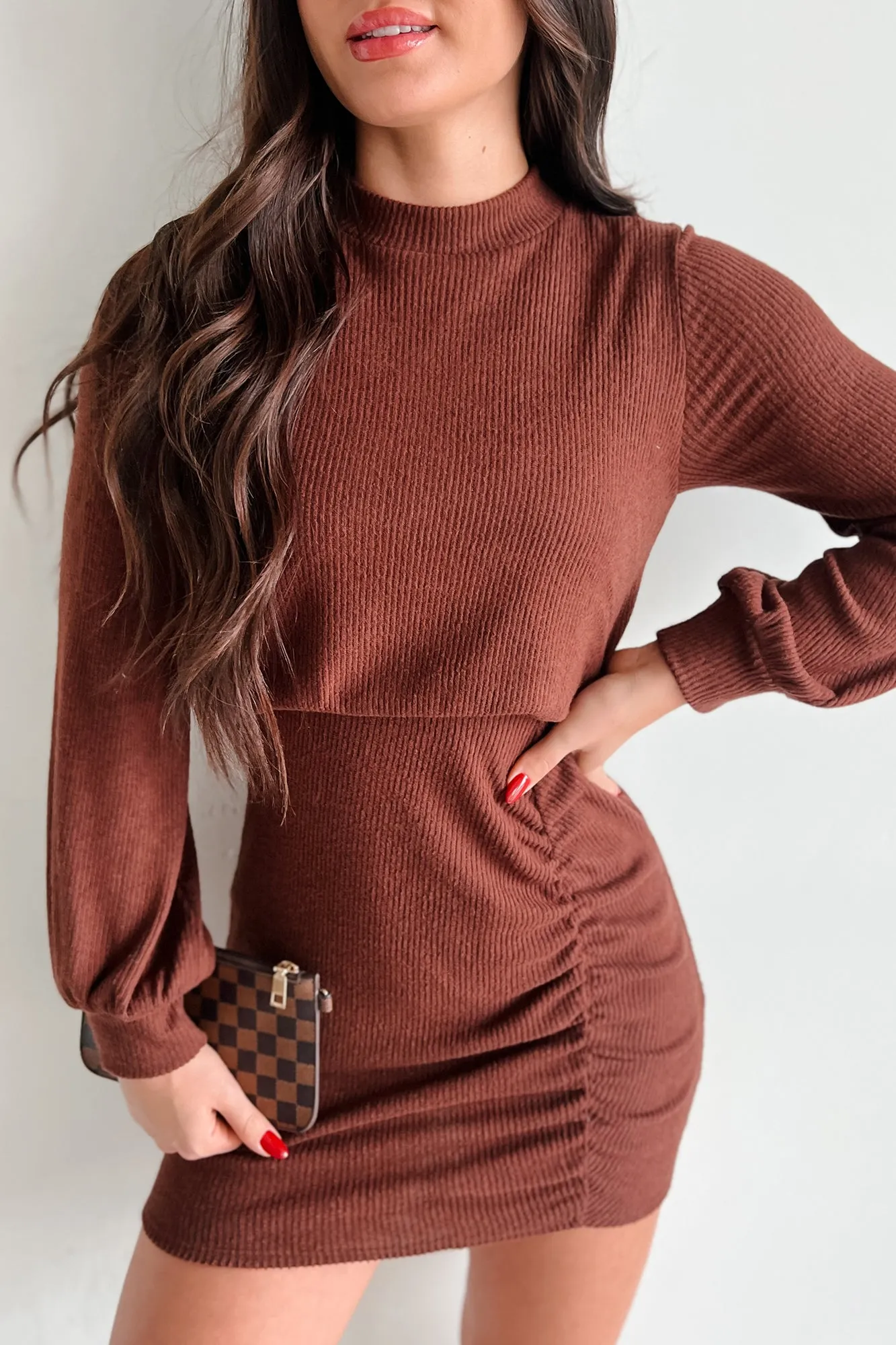 Robe mini plissée Step On The Scene (Chocolat)
