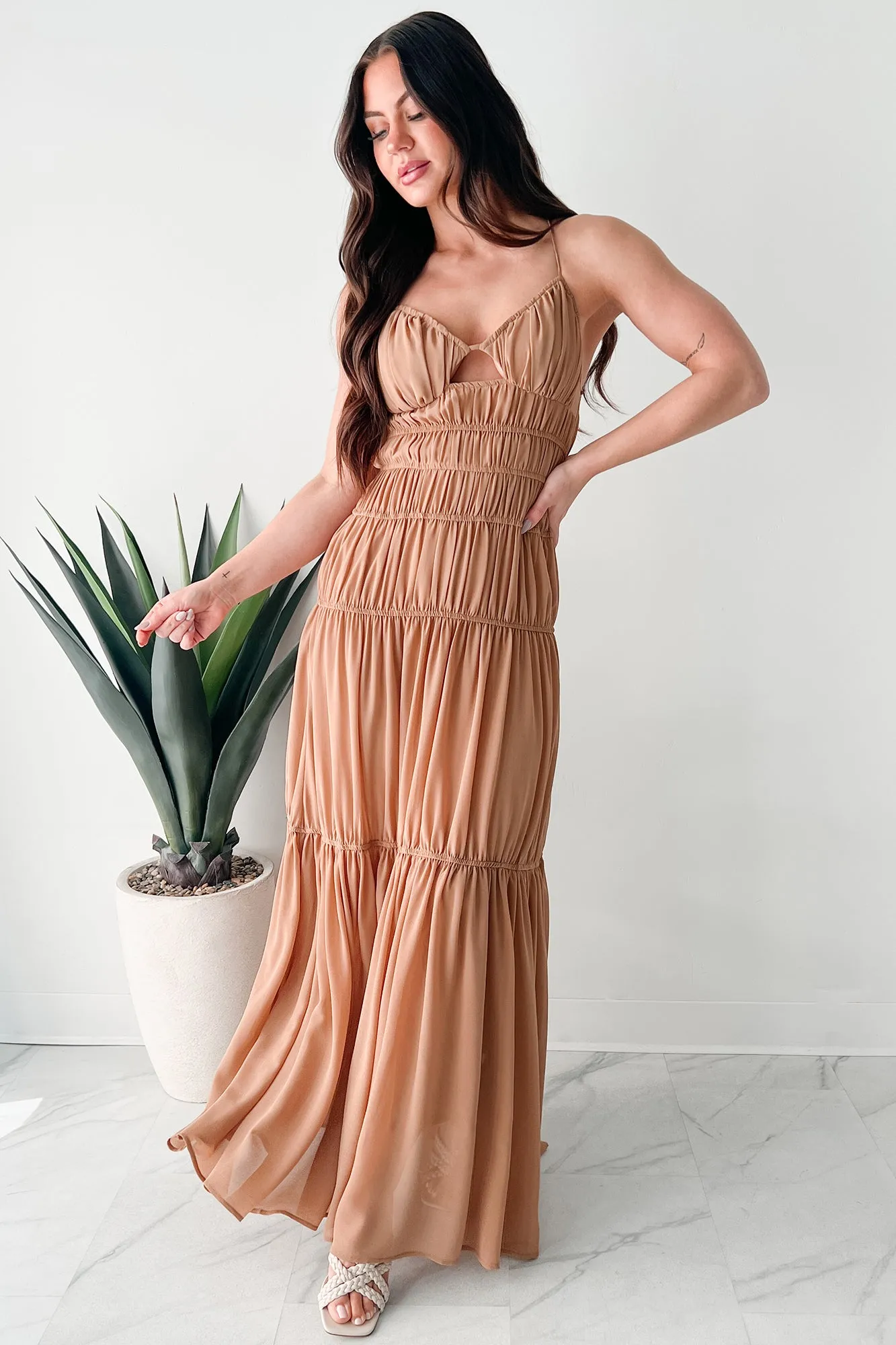 Robe longue plissée Strolling In Sicily (Beige)