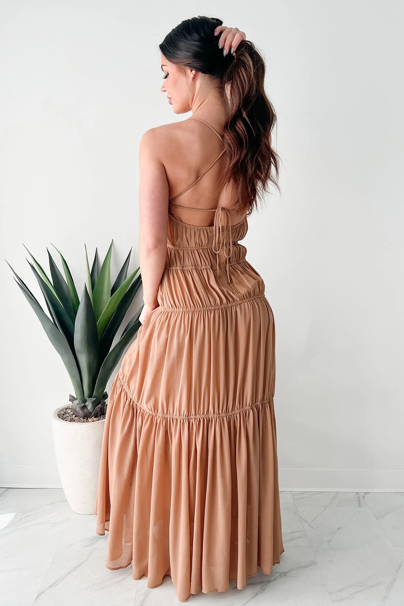 Robe longue plissée Strolling In Sicily (Beige)