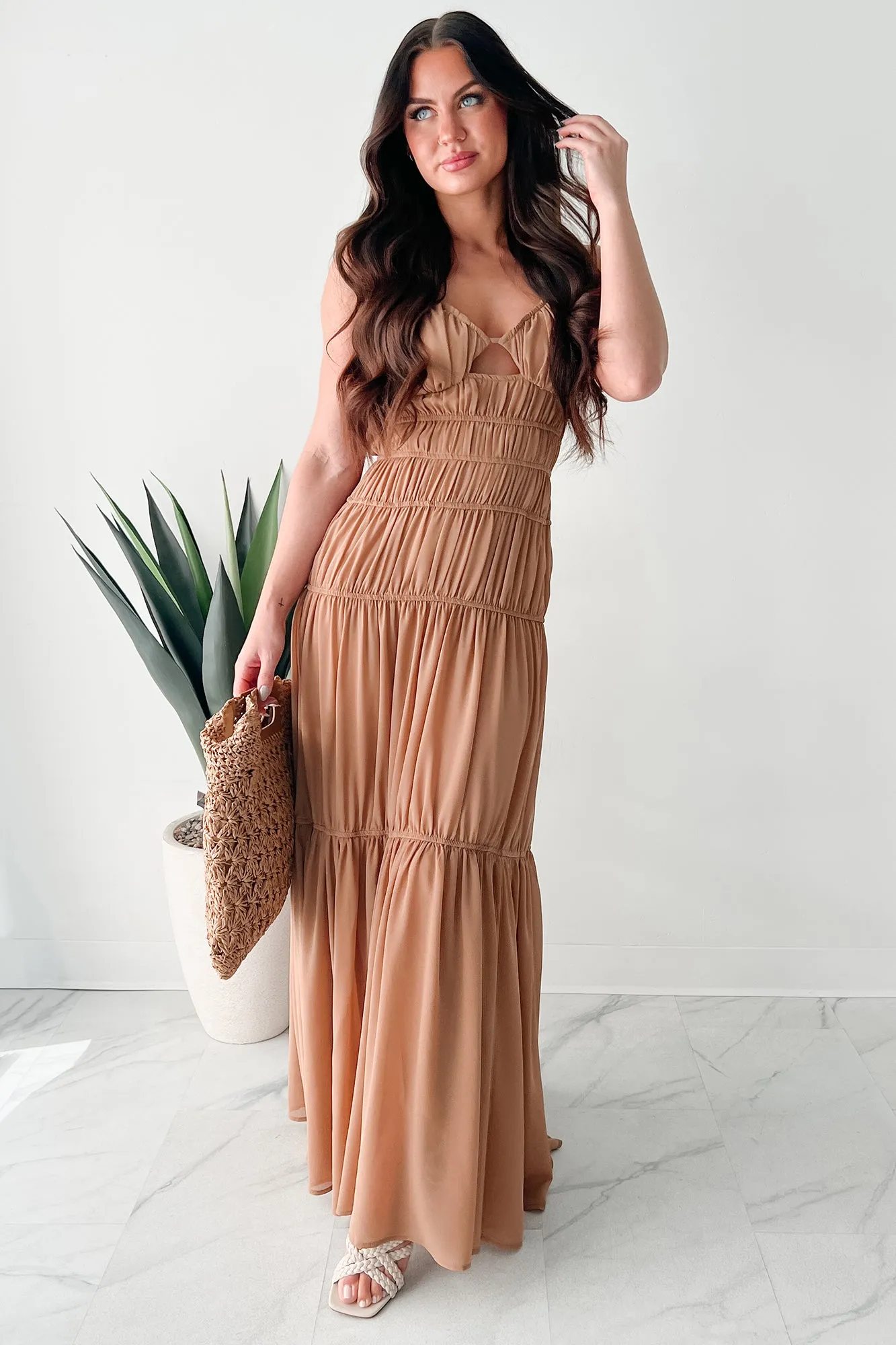Robe longue plissée Strolling In Sicily (Beige)
